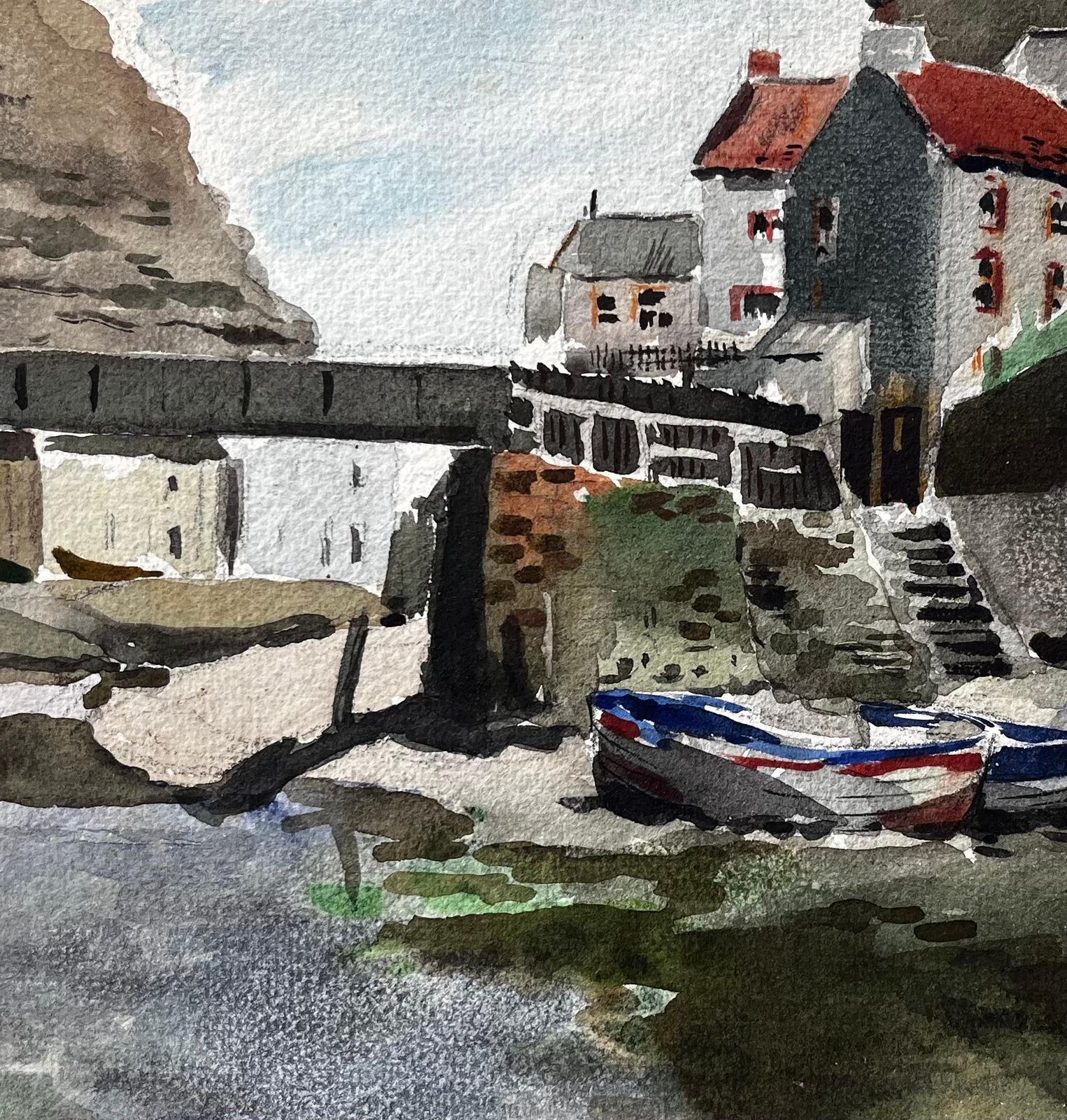 Anthony Herbertstaithes Harbour With Boats And Red Roofed Cottages North Yorkshire Coast photo vintage