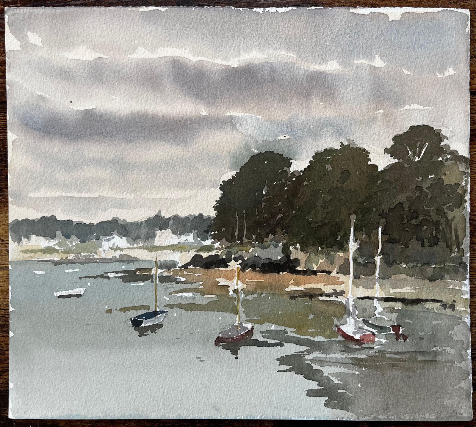 Anthony Herbertsaint Briac Brittany Harbour Scene With Boats And Trees French Coastal Scene1985 photo furniture