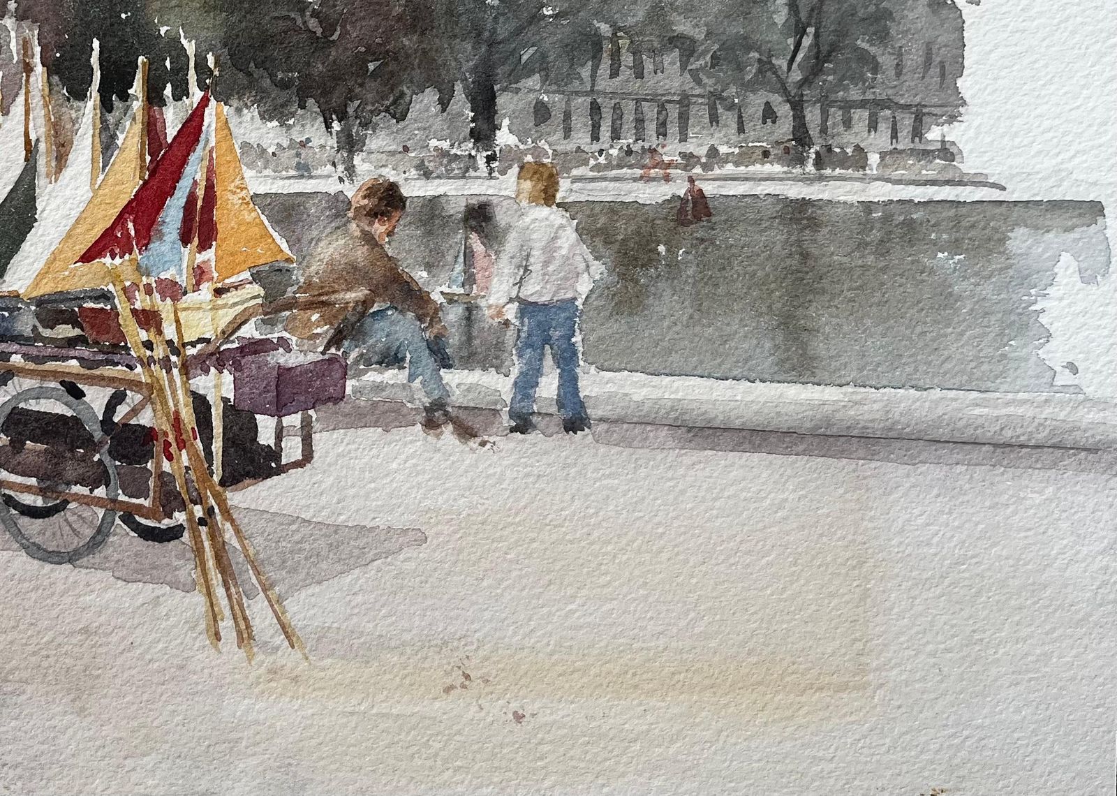 Anthony Herbertsailing Boats At The Jardin Du Luxembourg Paris With Figures By The Pond photo Art