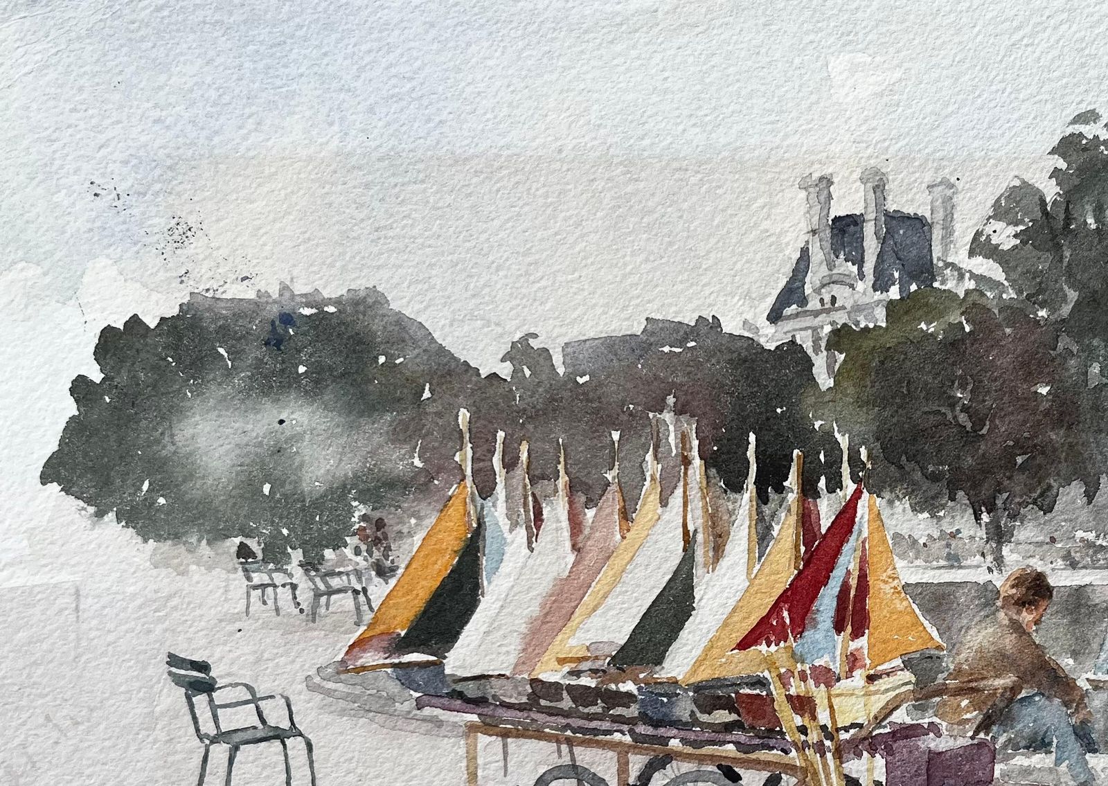 Anthony Herbertsailing Boats At The Jardin Du Luxembourg Paris With Figures By The Pond photo 393.0