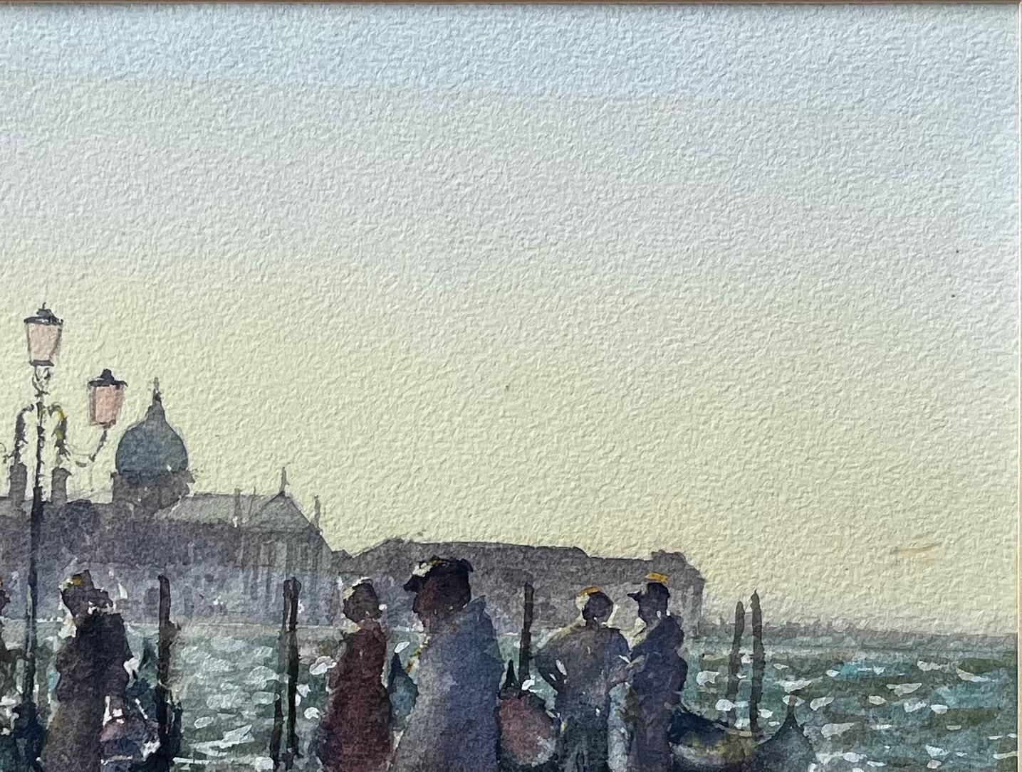 Anthony Herbertvenice Waterfront Painting With Gondolas And Lampposts Original Watercolour photo vinterior