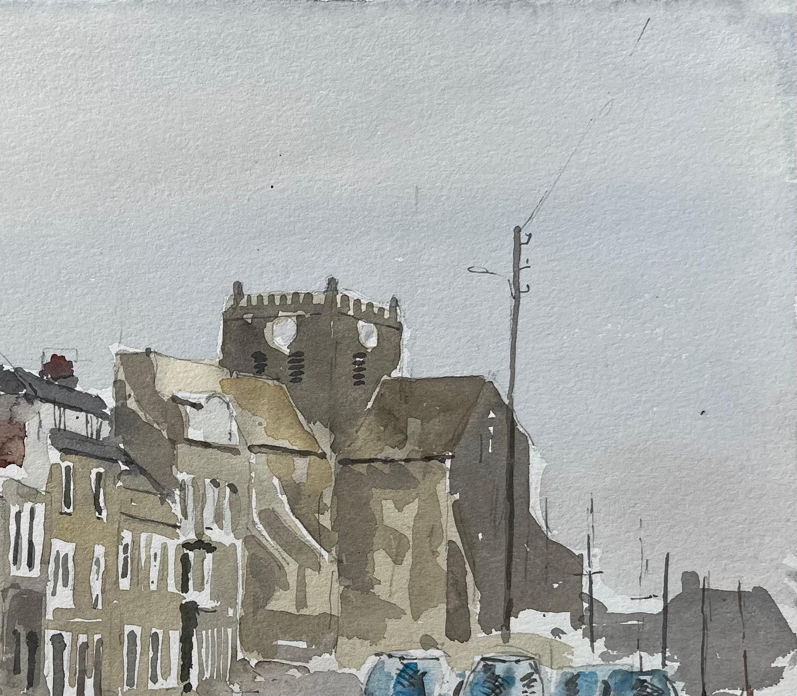 Anthony Herbertbarfleur Normandy Harbour Scene With Fishing Nets 1988 Watercolour1988 photo Art
