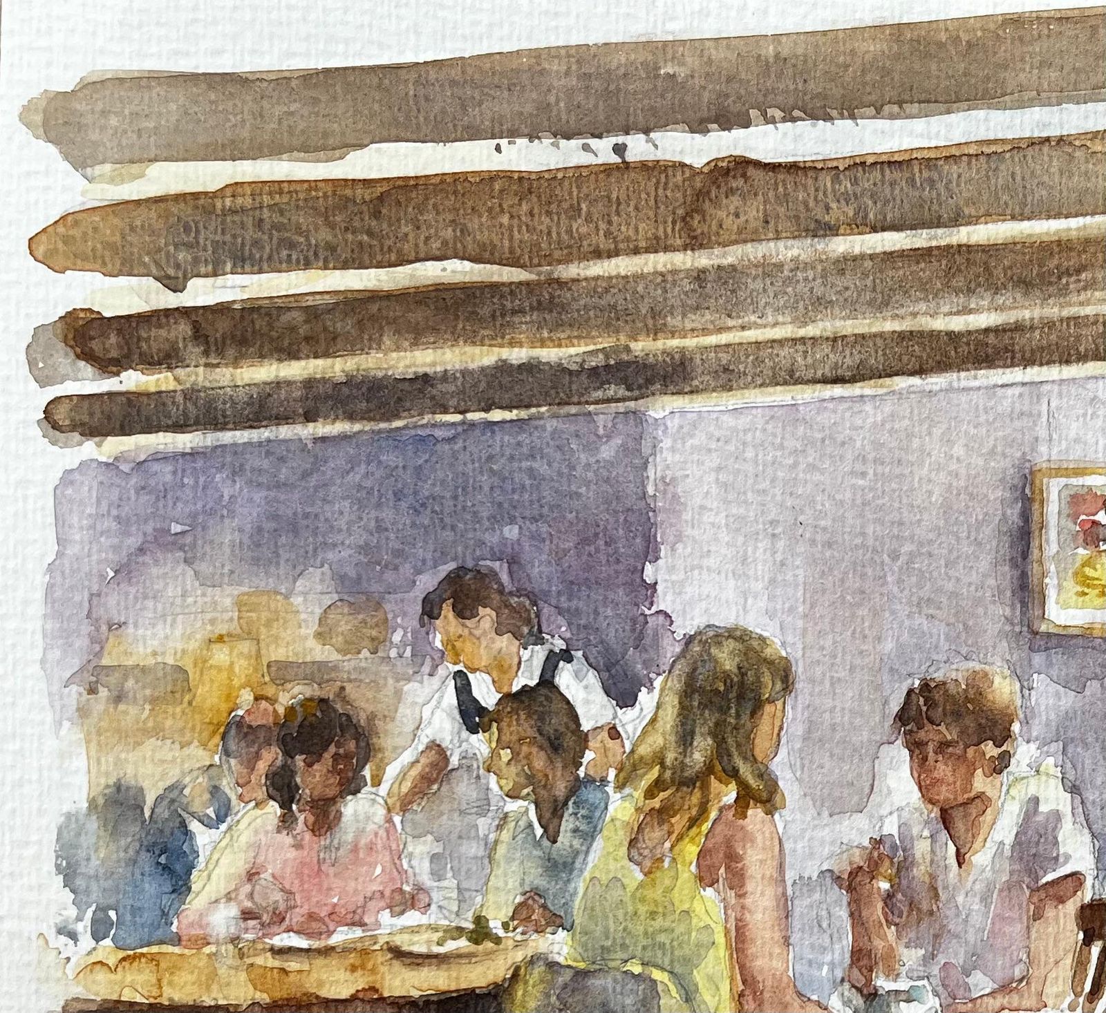 Anthony Herbertpeople Dining In Cosy Café With Beamed Ceiling And Warm Purple Wall Interior photo vinterior