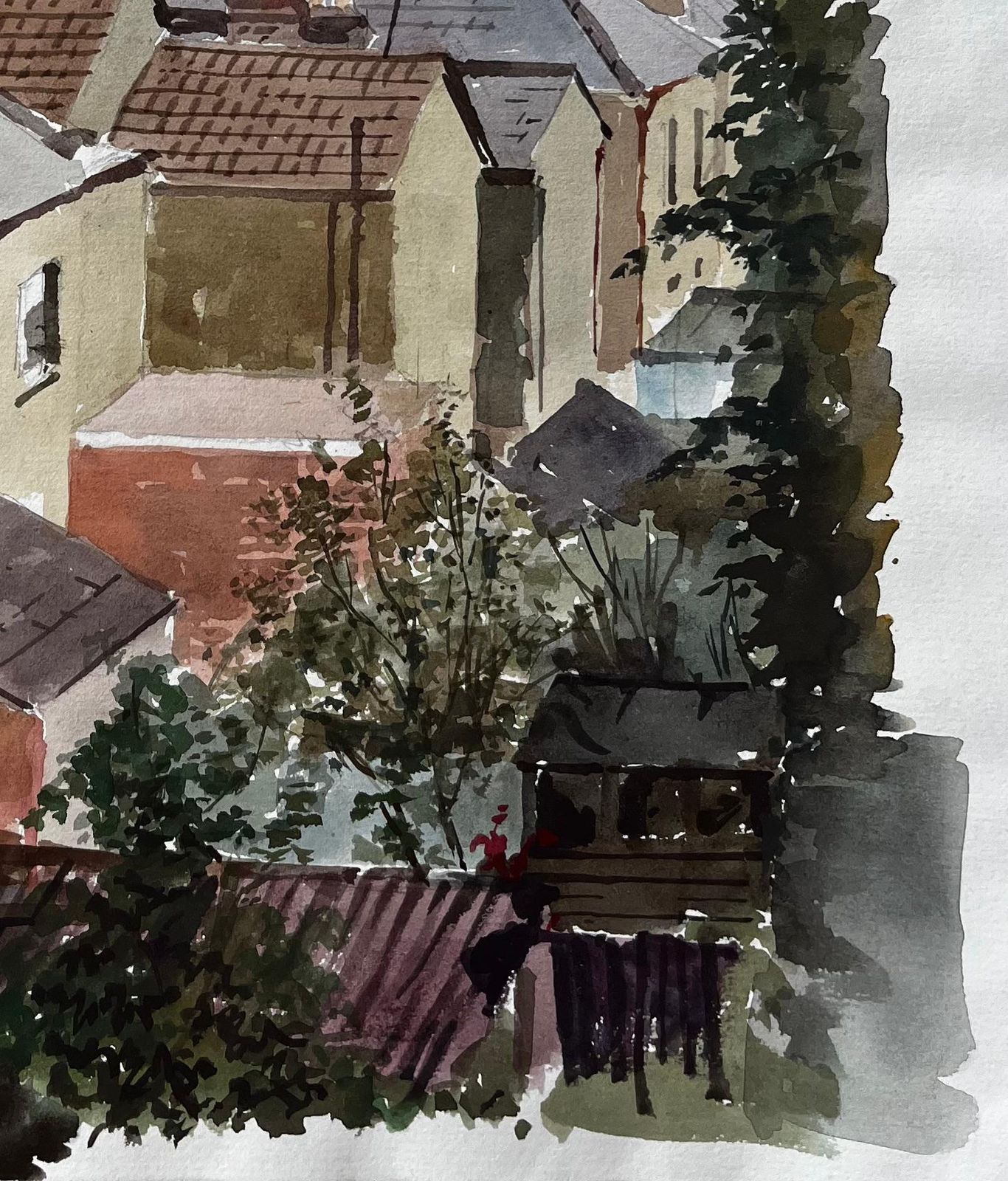 Anthony Herbertkingston London Rooftop View With Church Tower 1979 Original Watercolour1979 photo Art