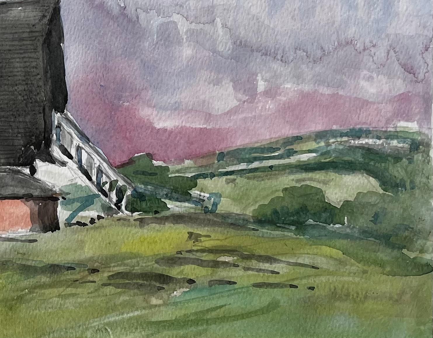 John Steane (B.1931)windmill At Brill Oxfordshire Watercolour Landscape With Dramatic Sky photo 255.0