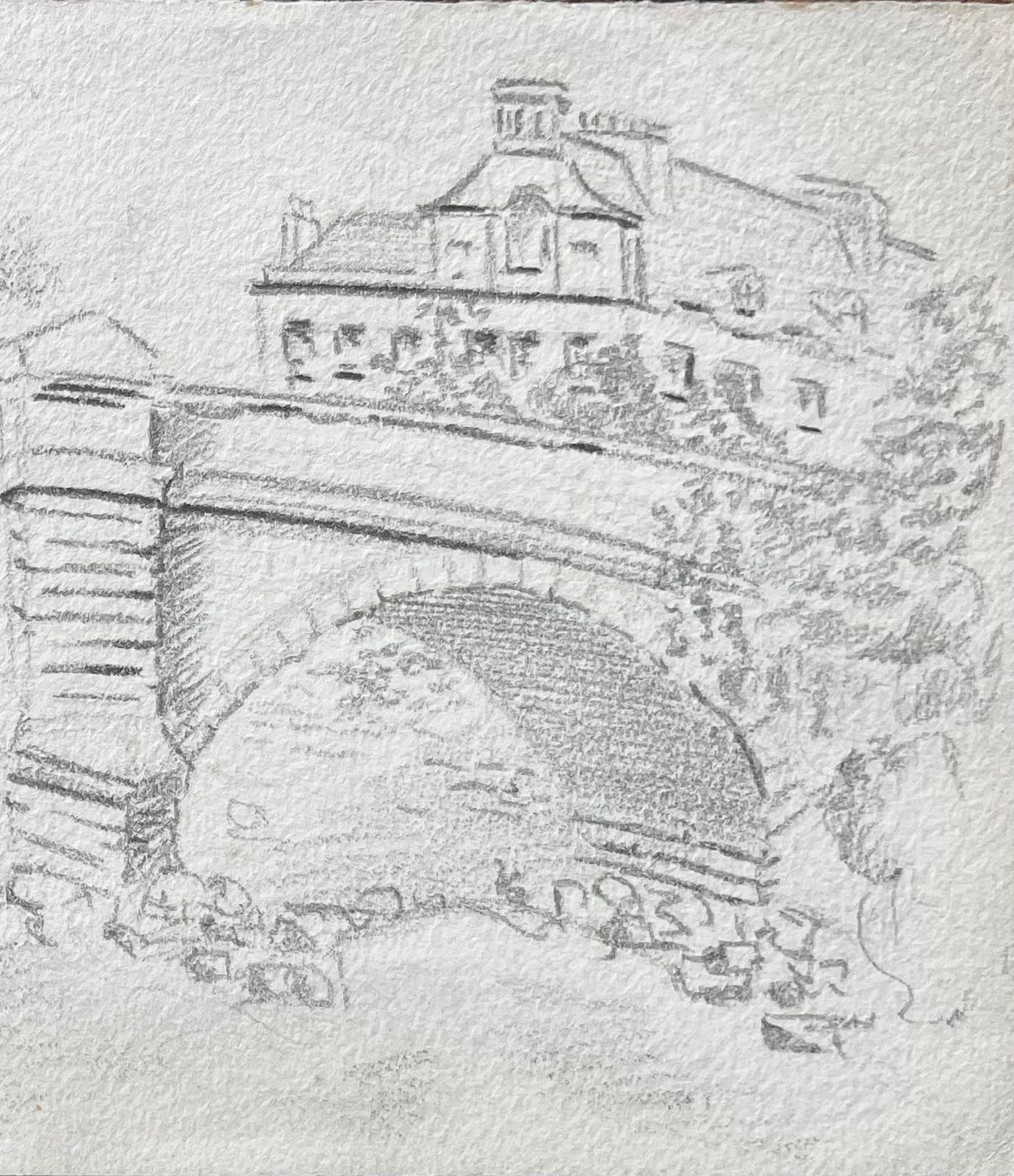 Anthony Herbertstone Bridge River Scene With Trees And Townhouse Pencil Drawing photo for sale