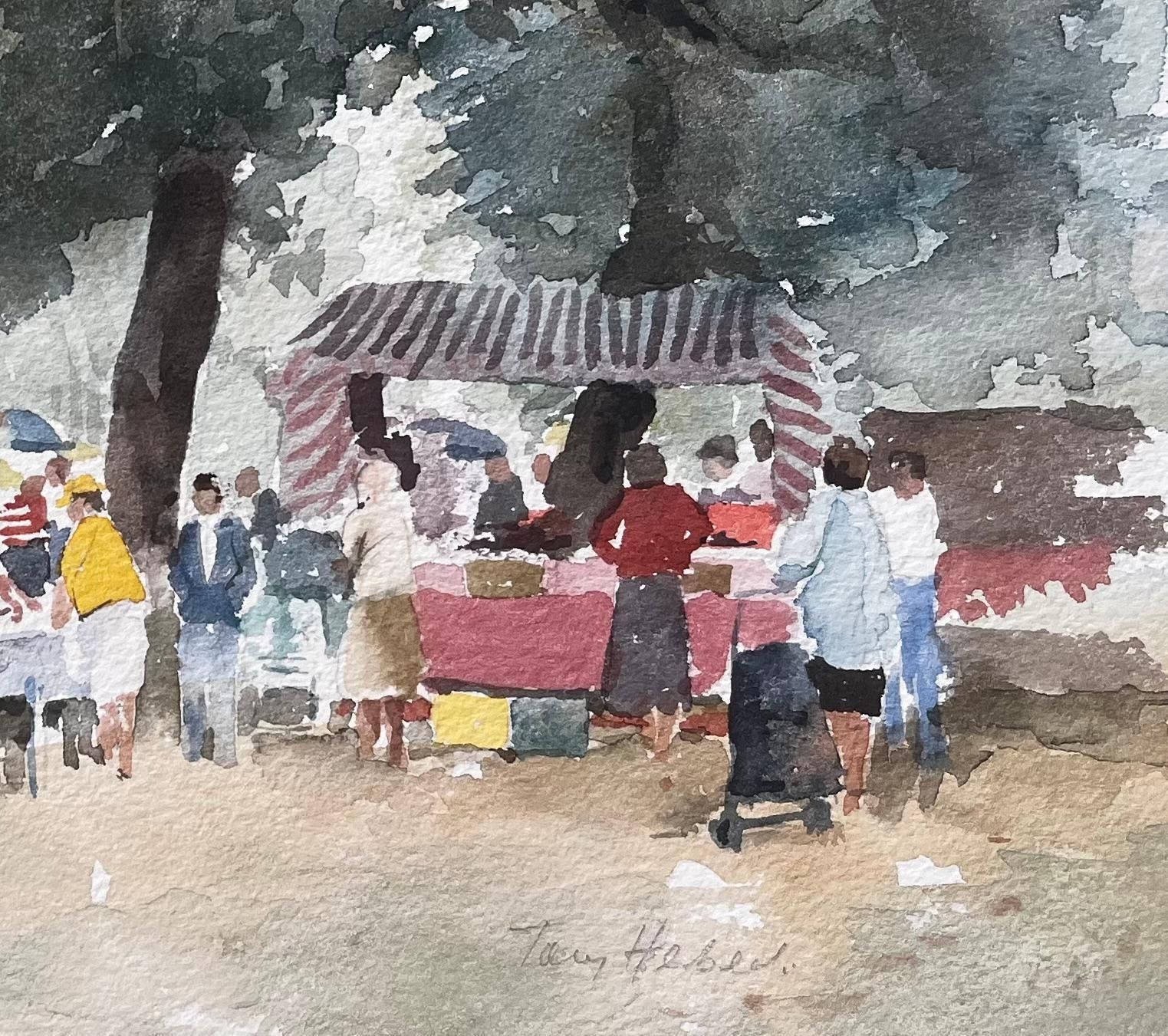 Anthony Herbertborough Farm Fair Scene With Market Stalls And Trees Watercolour Painting photo buy
