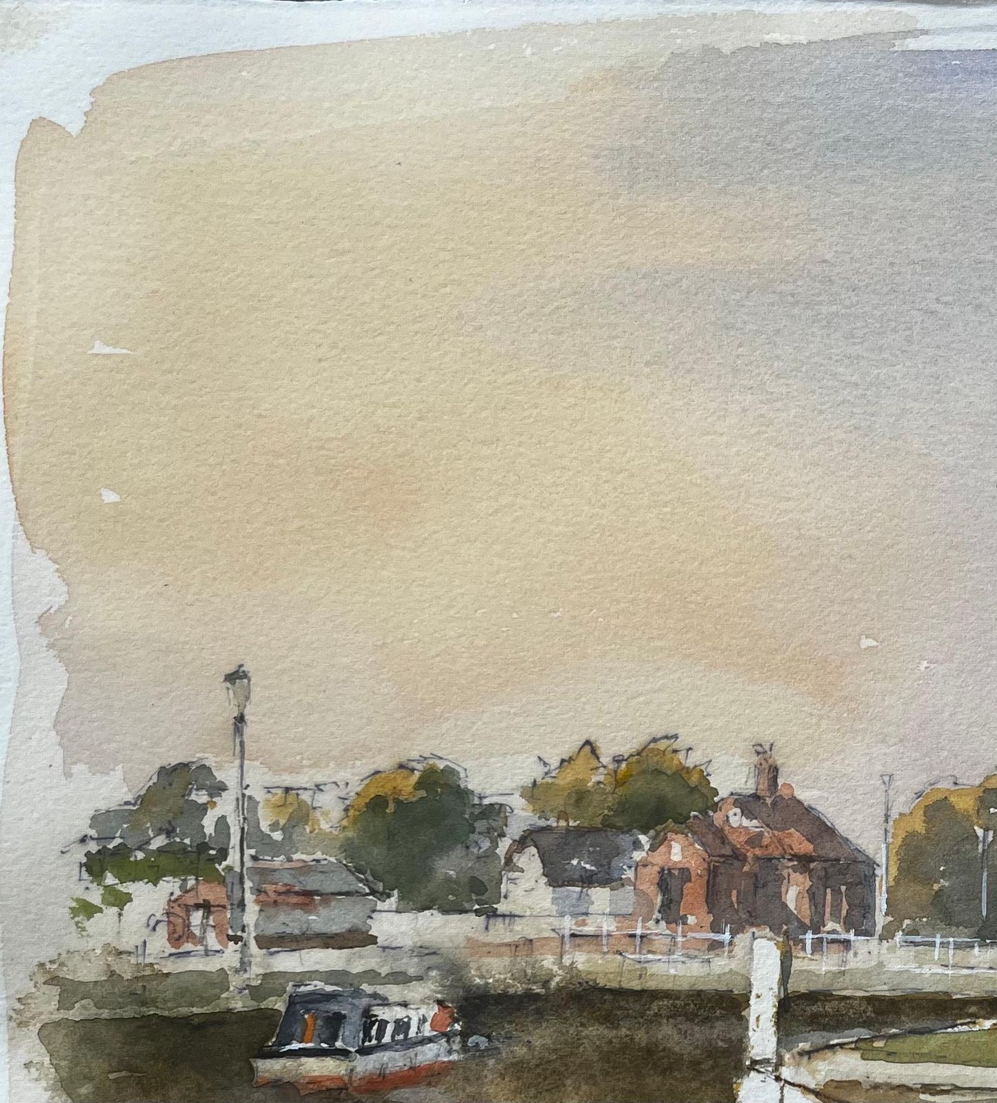 Anthony Herbertcanal Scene With Lock And Boathouse Windsor Watercolour With Autumn Light photo 336.0