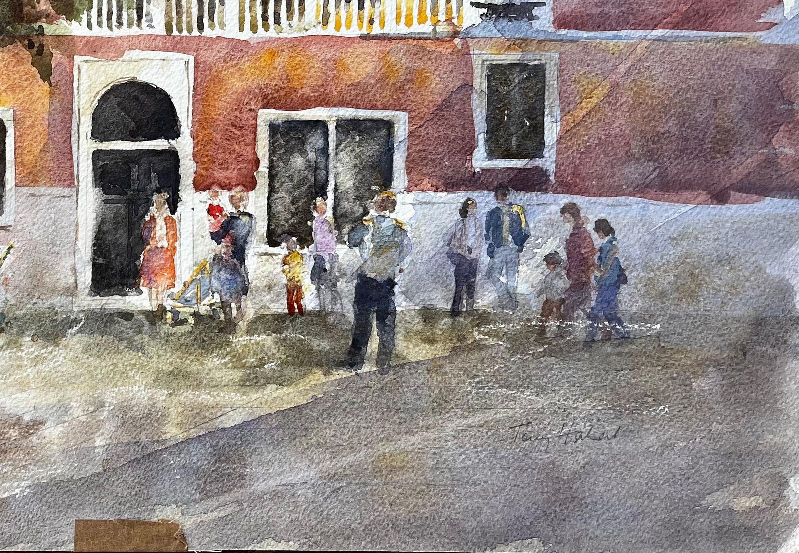 Anthony Herbertvenice Palazzo With Artists Painting En Plein Air Original Watercolour Scene photo buy