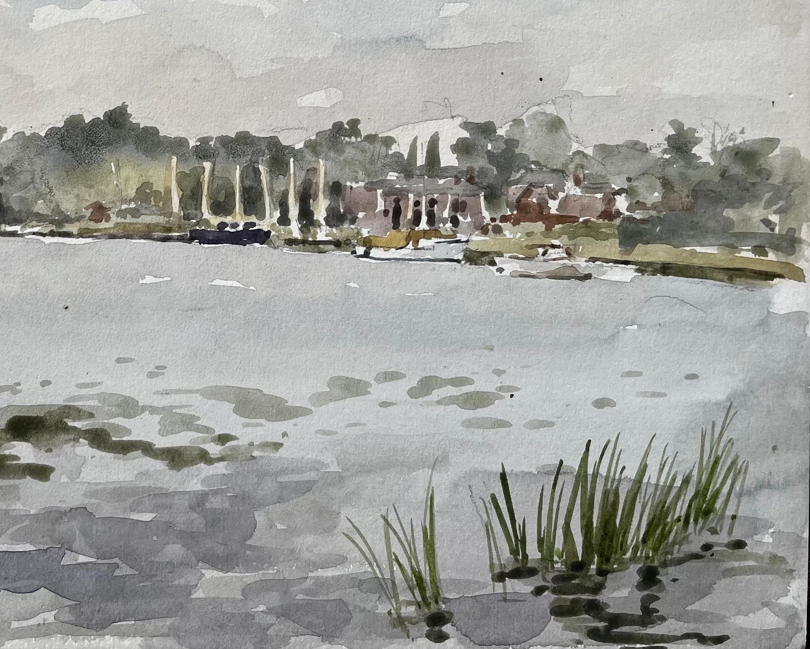 Anthony Herbertriver Thames Landscape At Cookham With Boats And Trees Under Summer Sky 19761996 photo for sale