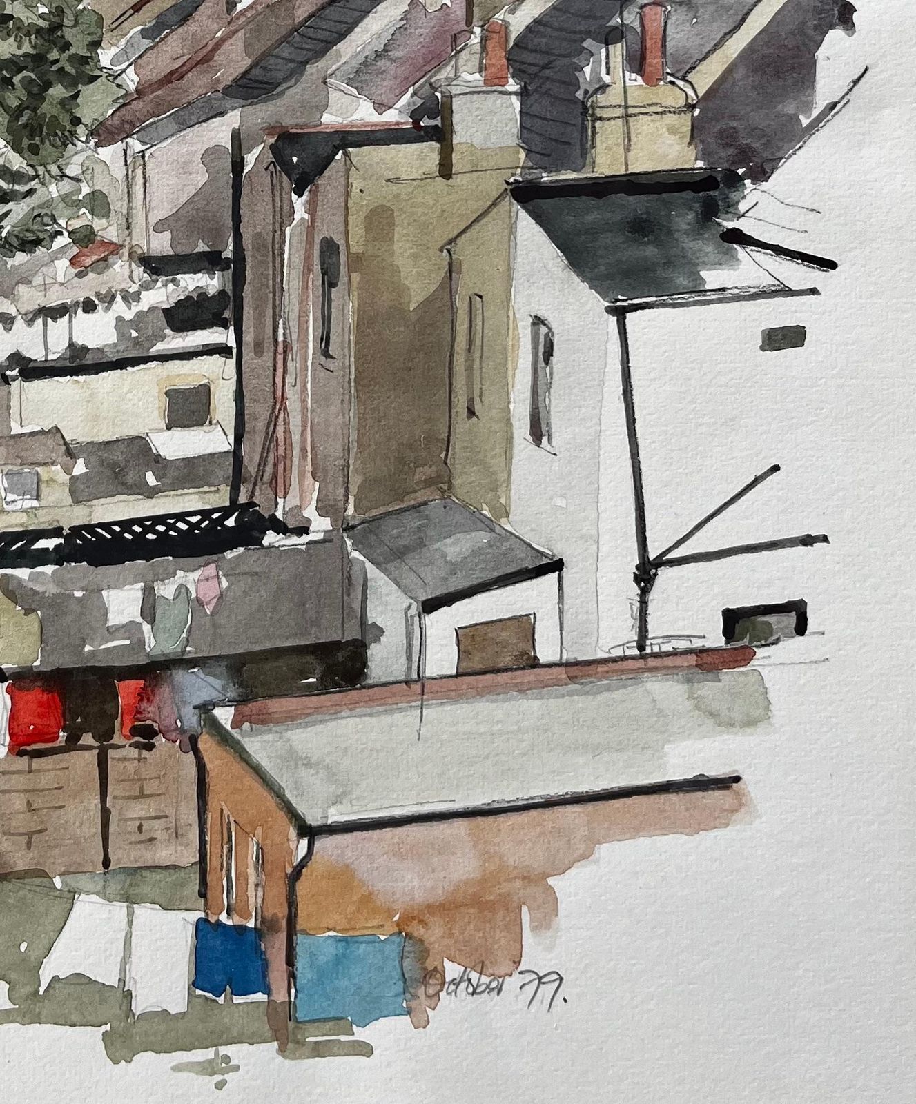 Anthony Herbertview Of Rooftops And Tower Block With Tree London 1979 Watercolour1979 photo for sale