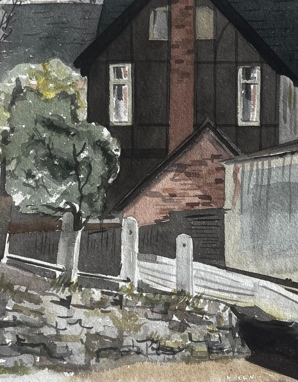 Anthony Herbertstrand On The Green Kew London Watercolour Of Historic Riverside House 1949 photo vinterior