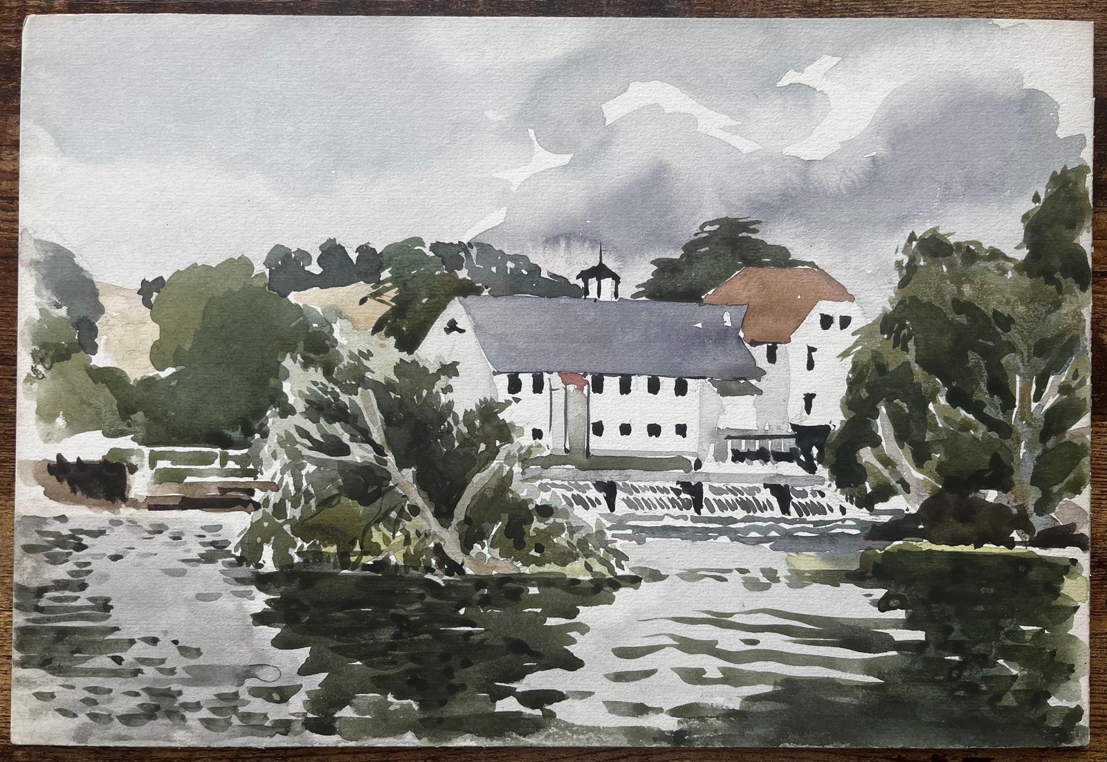 Anthony Herbertgeorge Adams Lock On The River Thames Watercolour Of Mill Building And Sluice photo furniture