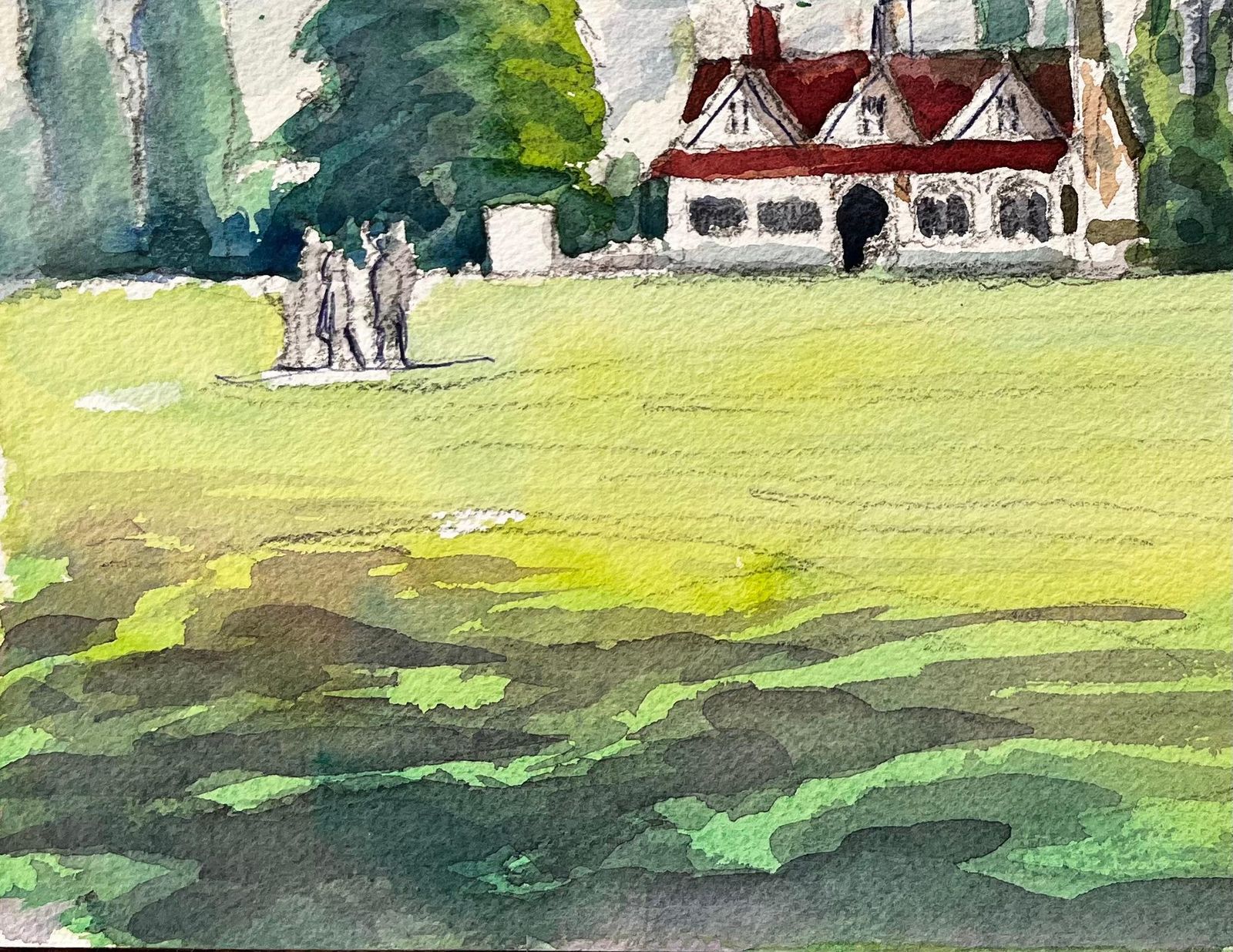 John Steane (B.1931)university Parks Oxford Pavilion Red Roof Trees And Sculpture Group 20162016 photo Art