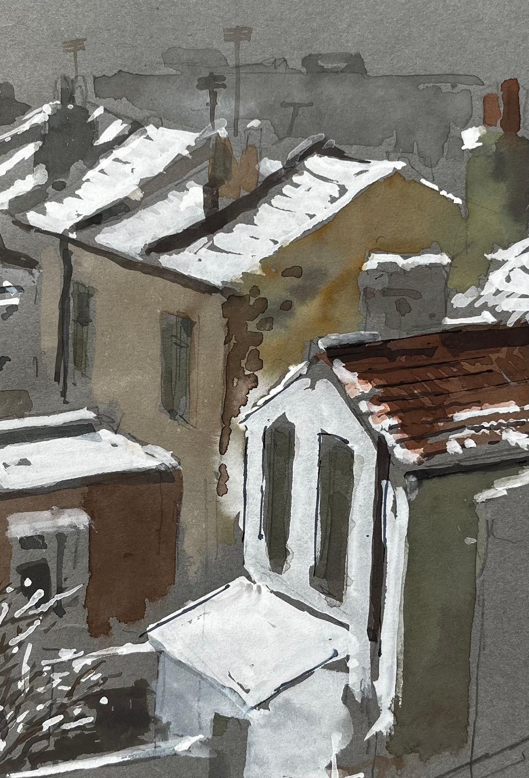 Anthony Herbertsnow Covered Rooftops In South London Watercolour Scene Winter 19811981 photo 413.0