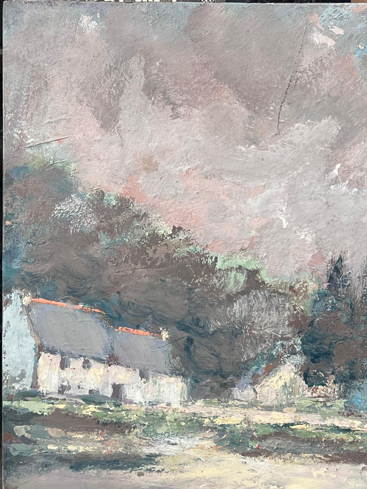 Fanch Lelwhite Village House Along The Bay French Landscape Oil Painting photo 483.0