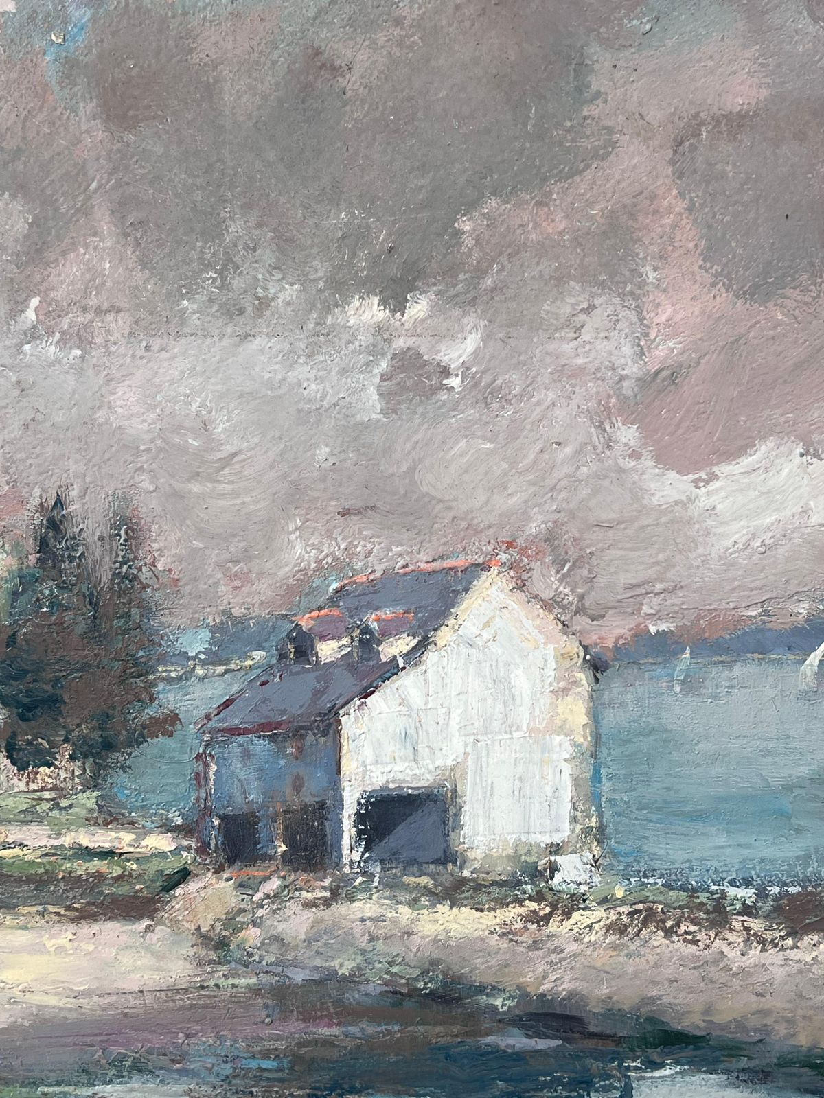 Fanch Lelwhite Village House Along The Bay French Landscape Oil Painting photo vinterior