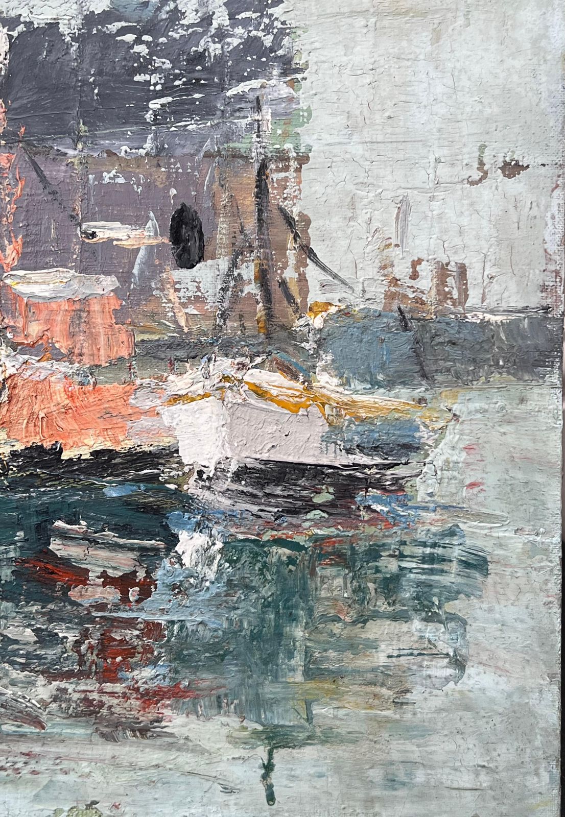 Fanch Lelblurred Colourful Boats In The Thick Blue Waters French Landscape Oil Painting photo buy