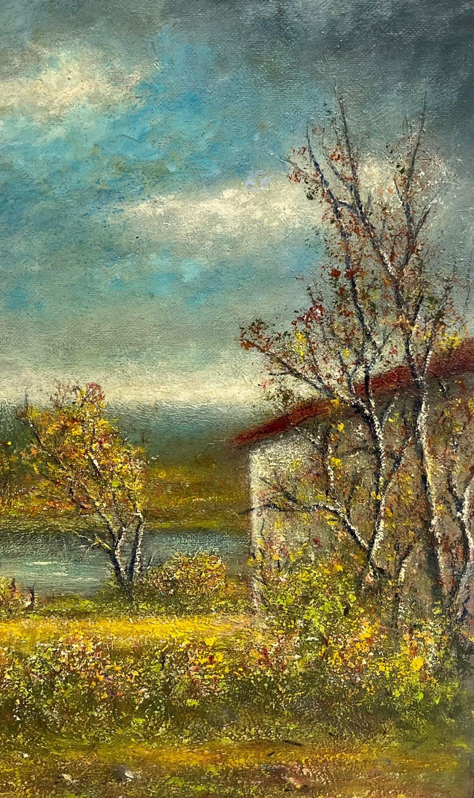 Jean Fouriemidnight Stormy Sky Over The Green River Bank Oil Painting Landscape photo Art