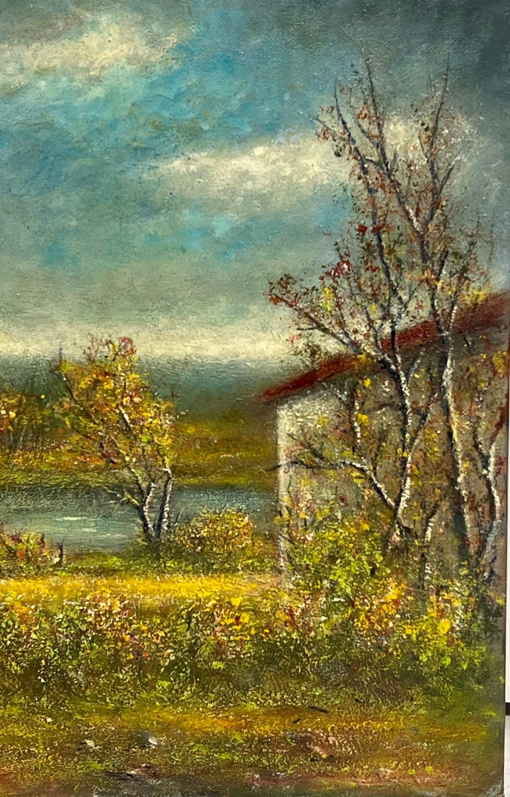 Jean Fouriemidnight Stormy Sky Over The Green River Bank Oil Painting Landscape photo 458.0