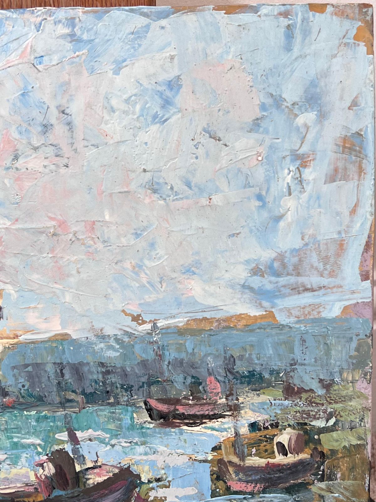 Fanch Leldocked Boats At The Lighthouse Lit Harbour French Landscape Oil Painting photo vinterior