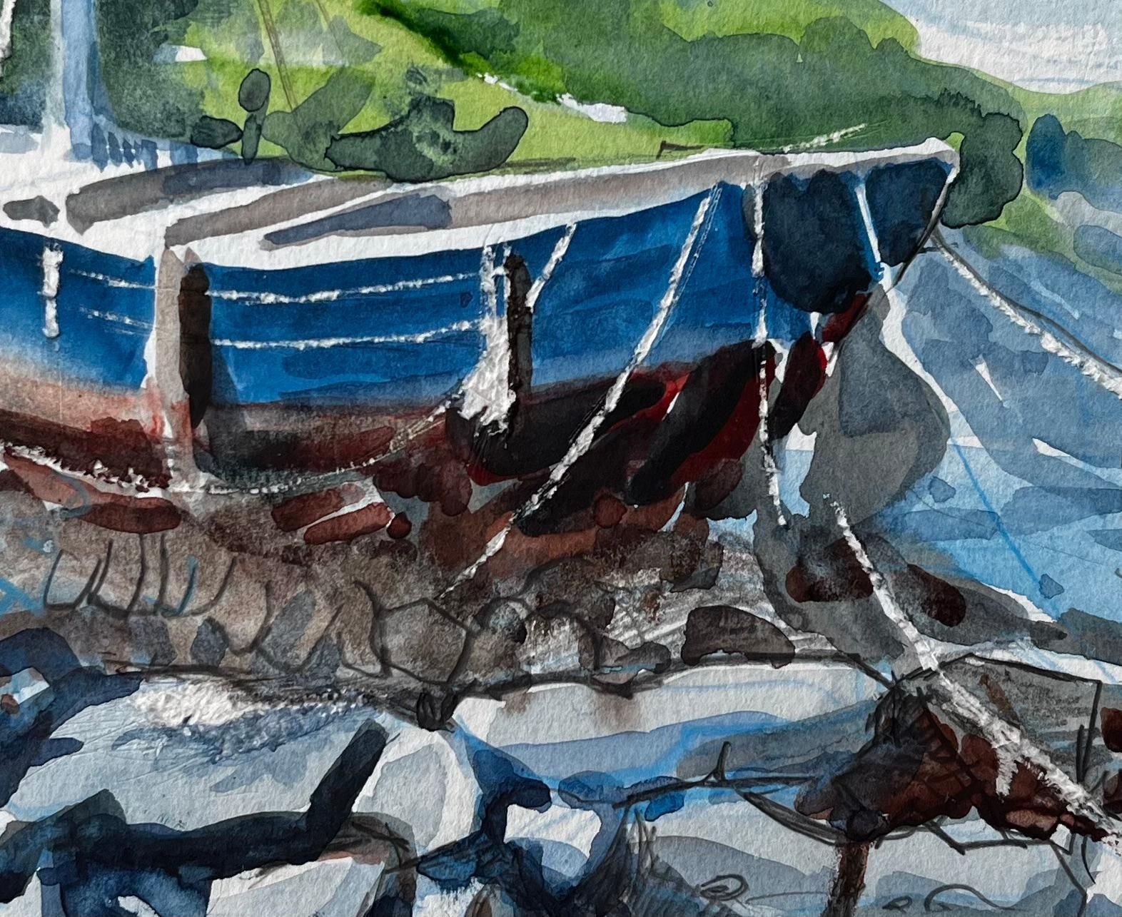 John Steane (B.1931)crete Harbour Beached Fishing Boat Greek Island Scene Mounted Watercolour photo buy