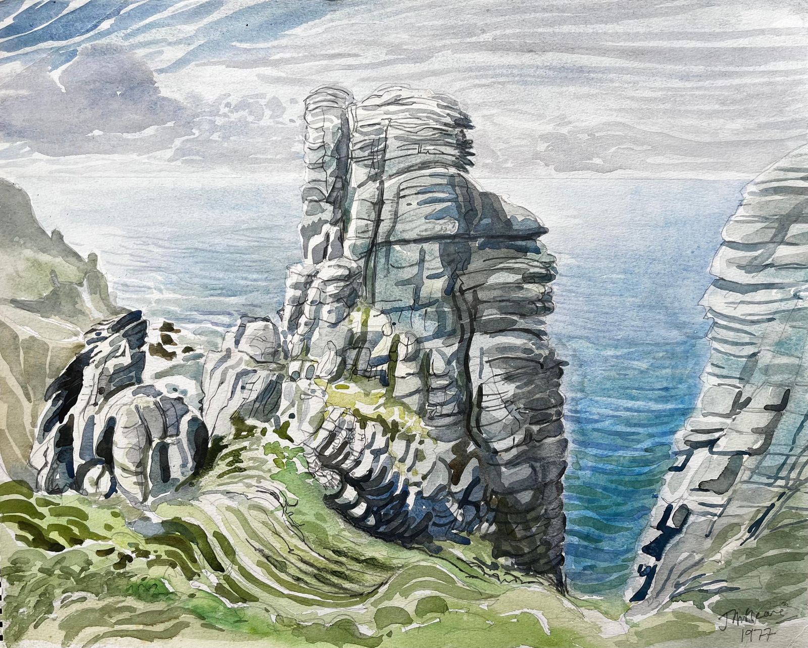 John Steane (B.1931)dorset Coast Rock Formations And Sea View 1977 By John Steane1977