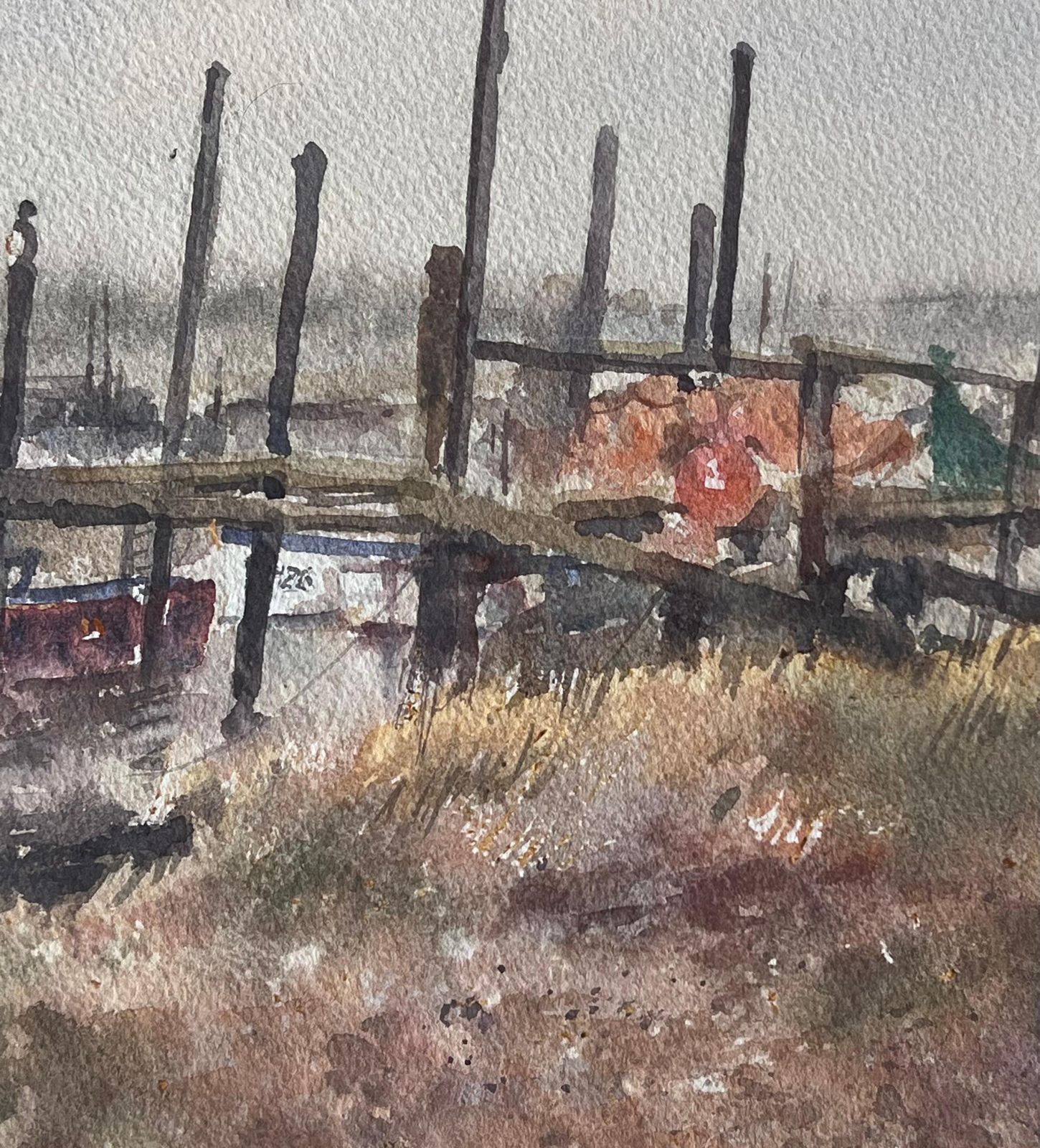 Anthony Herbertvertical Posts And Small Boats Moored Along The River Blyth Southwold photo 445.0
