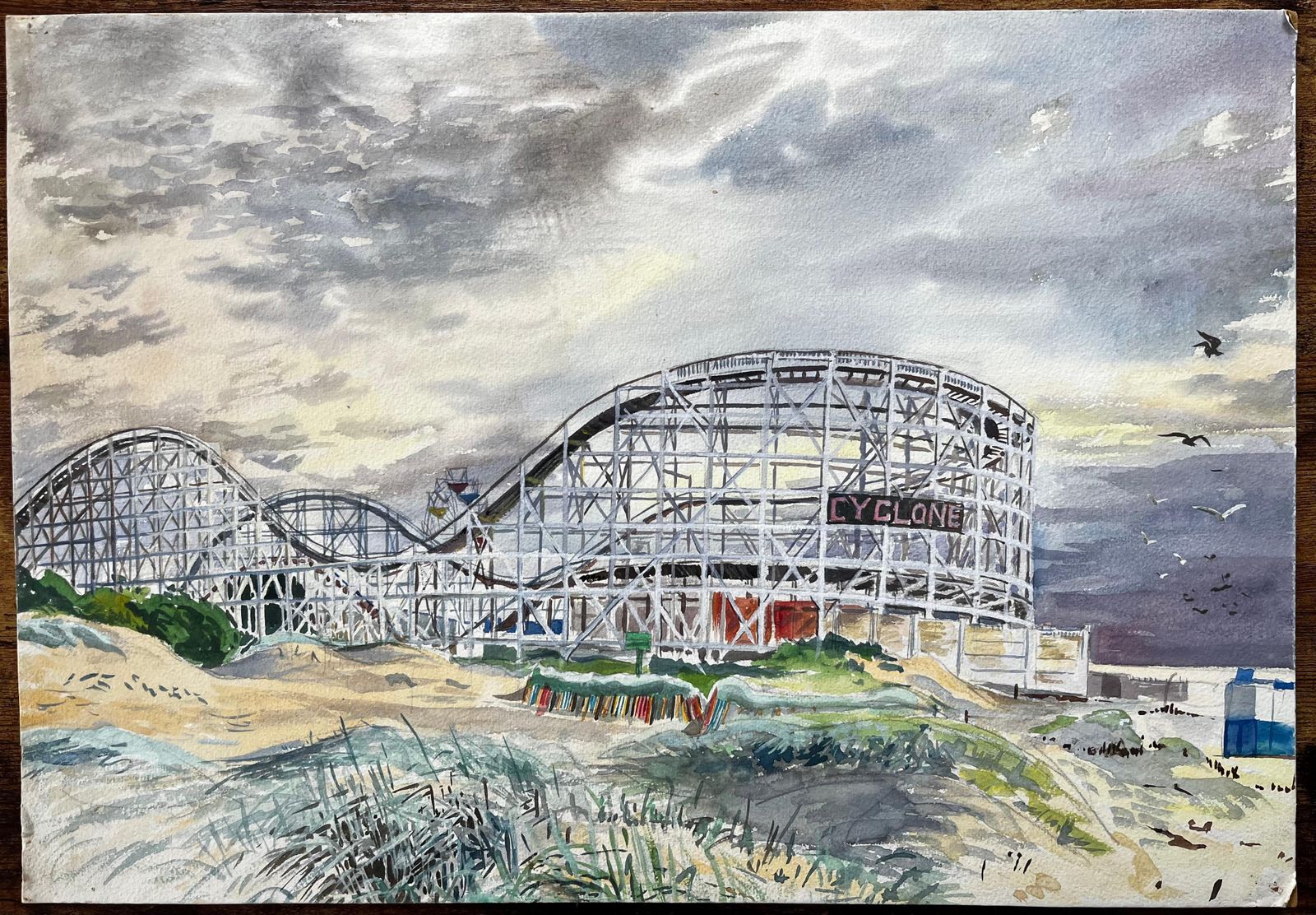 John Steane (B.1931)southport Cyclone Rollercoaster Fairground Scene 1959 By John Steane1959 photo 280.0