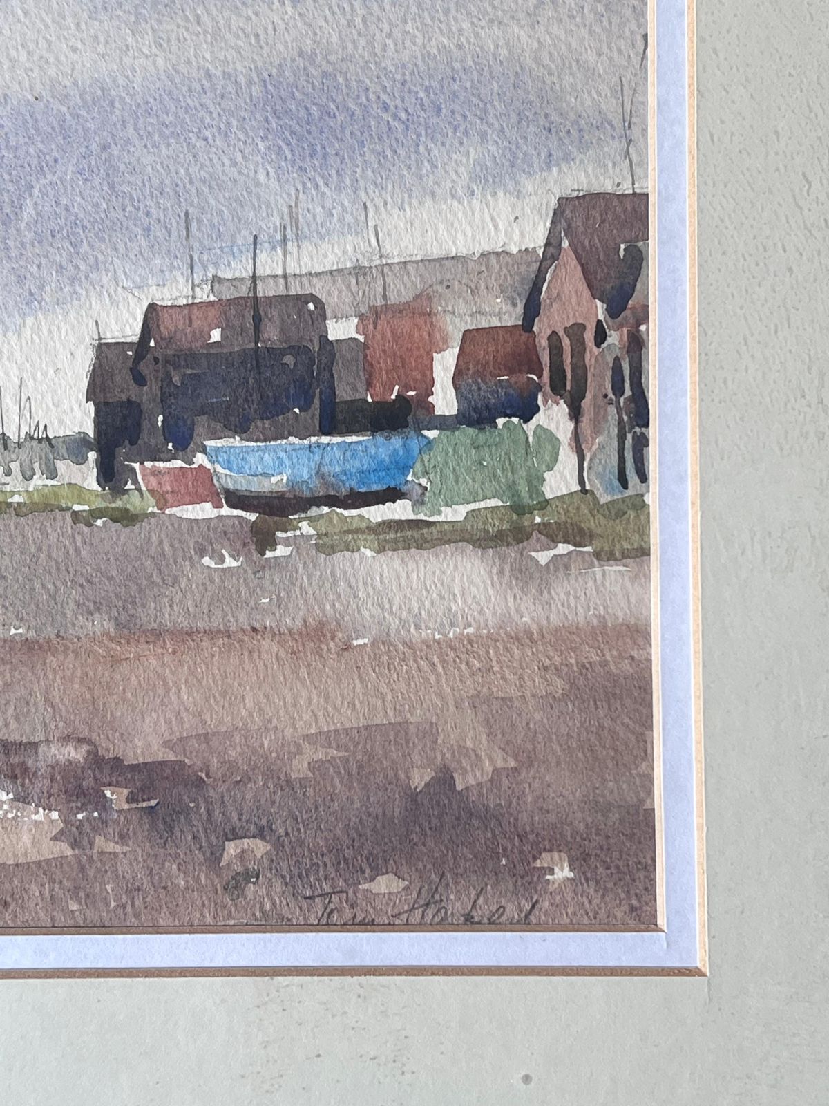 Anthony Herbertfishing Boats Pulled Up On Dry Land Beside A Rough Coastal Track Watercolour photo for sale
