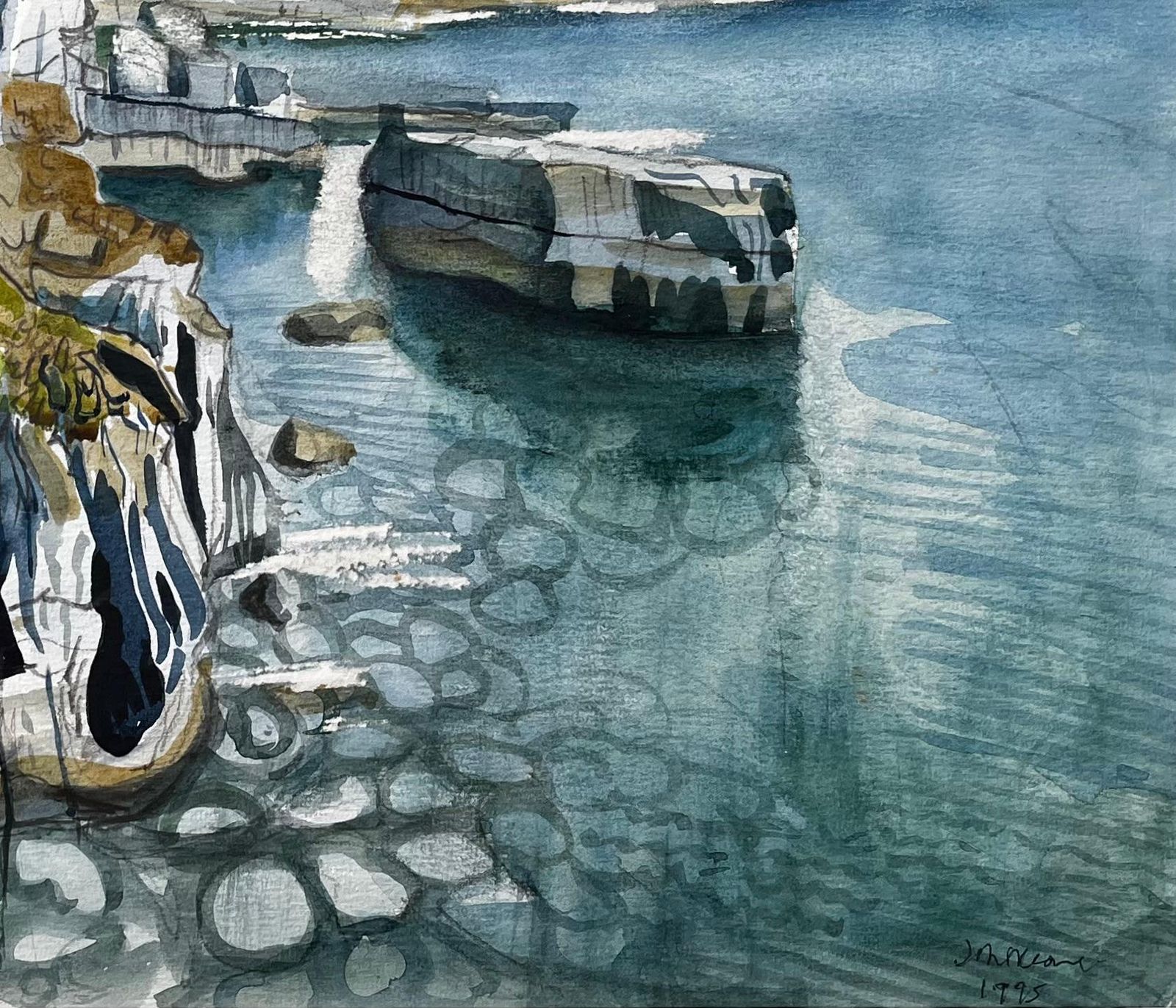 John Steane (B.1931)clifftop View Of Dorset Coast With Sea Stacks And Caves Signed 1995 Watercolour1995 photo Art
