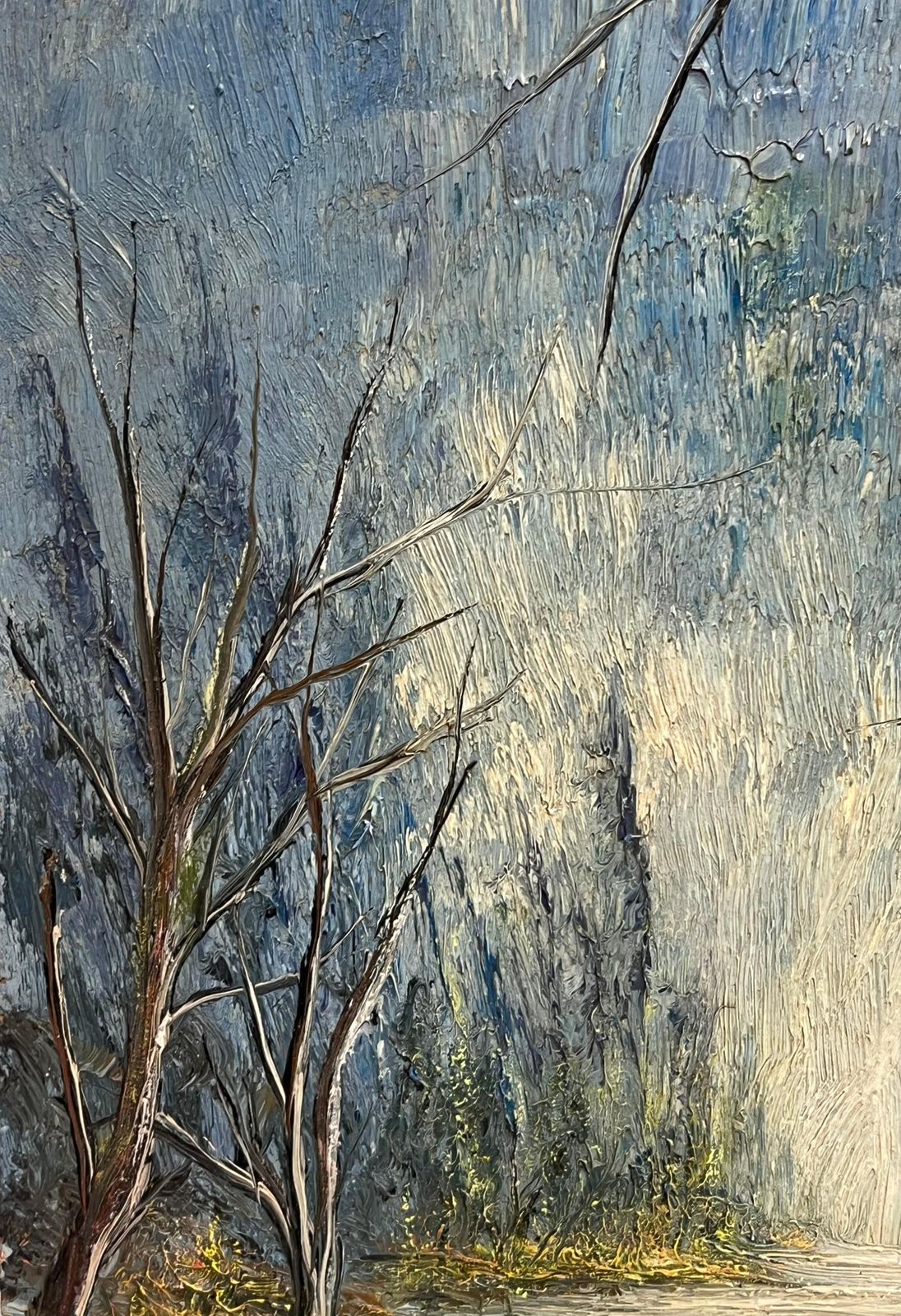 Jean Fouriebare Trees Along A Riverbend In Winter Light Oil Landscape Painting photo Art