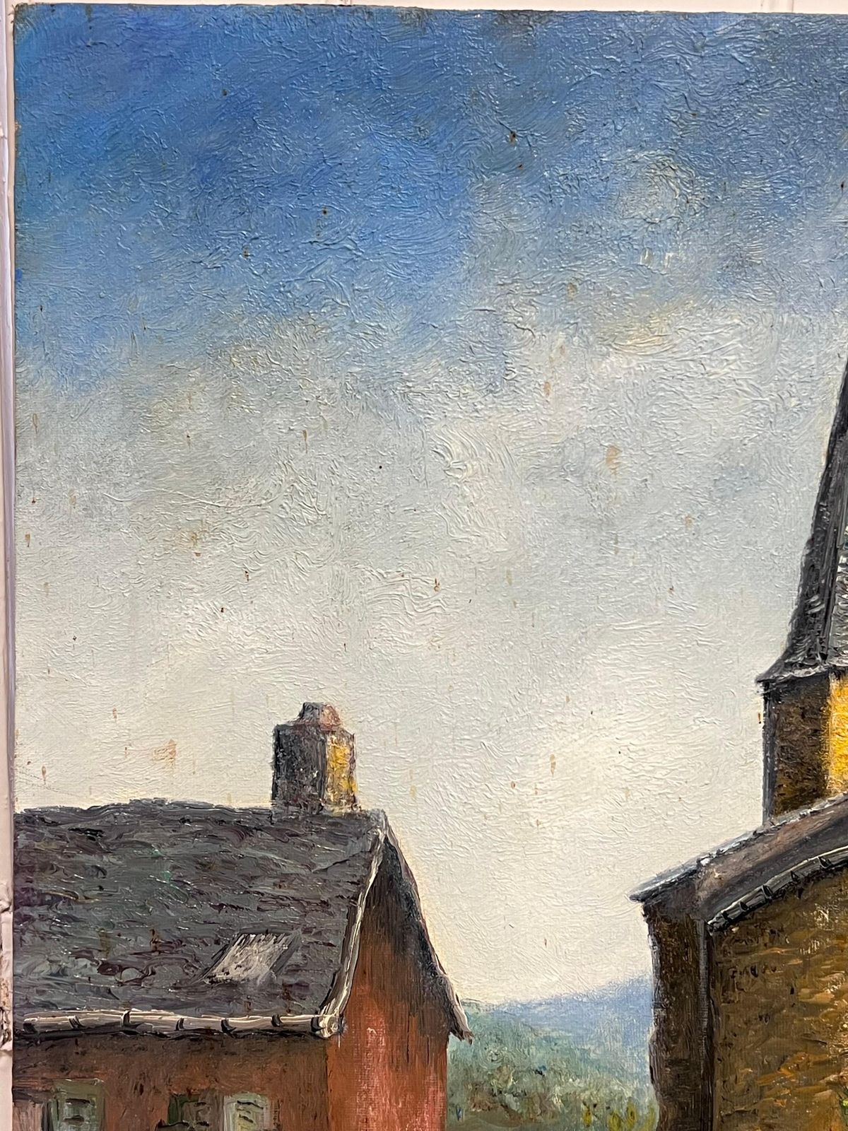 Jean Fouriehilltop Church With Red House In A Mountain Village Landscape Oil Painting photo vinterior