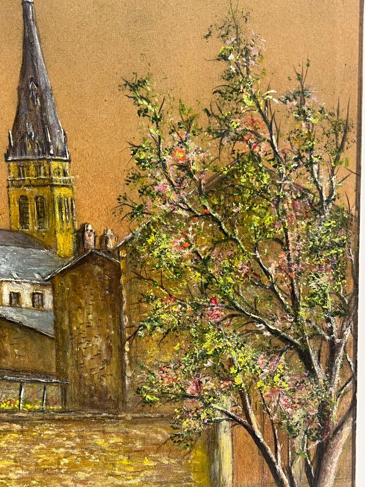 Jean Fouriequiet Street With Blossoming Tree And Church Spire At Dusk Oil Painting1950 photo furniture
