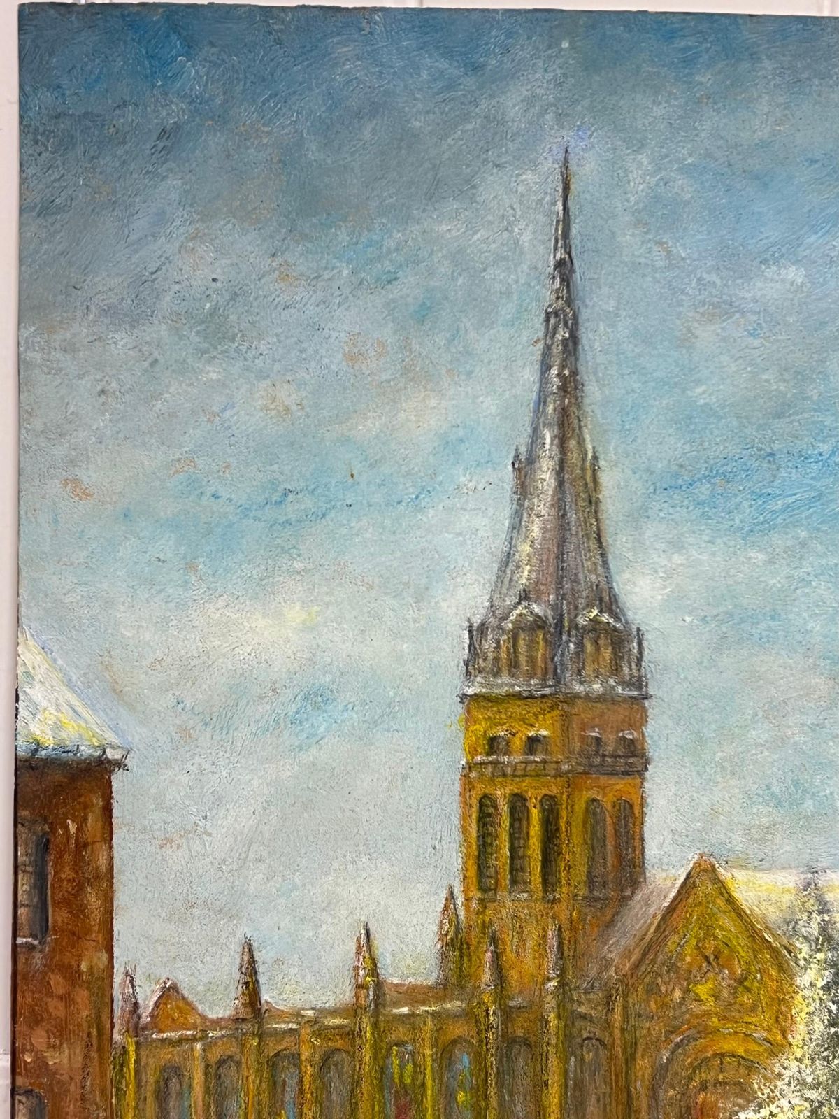 Jean Fouriesnow Covered Street Leading To The Church Yard Winter Oil Landscape Painting photo vinterior