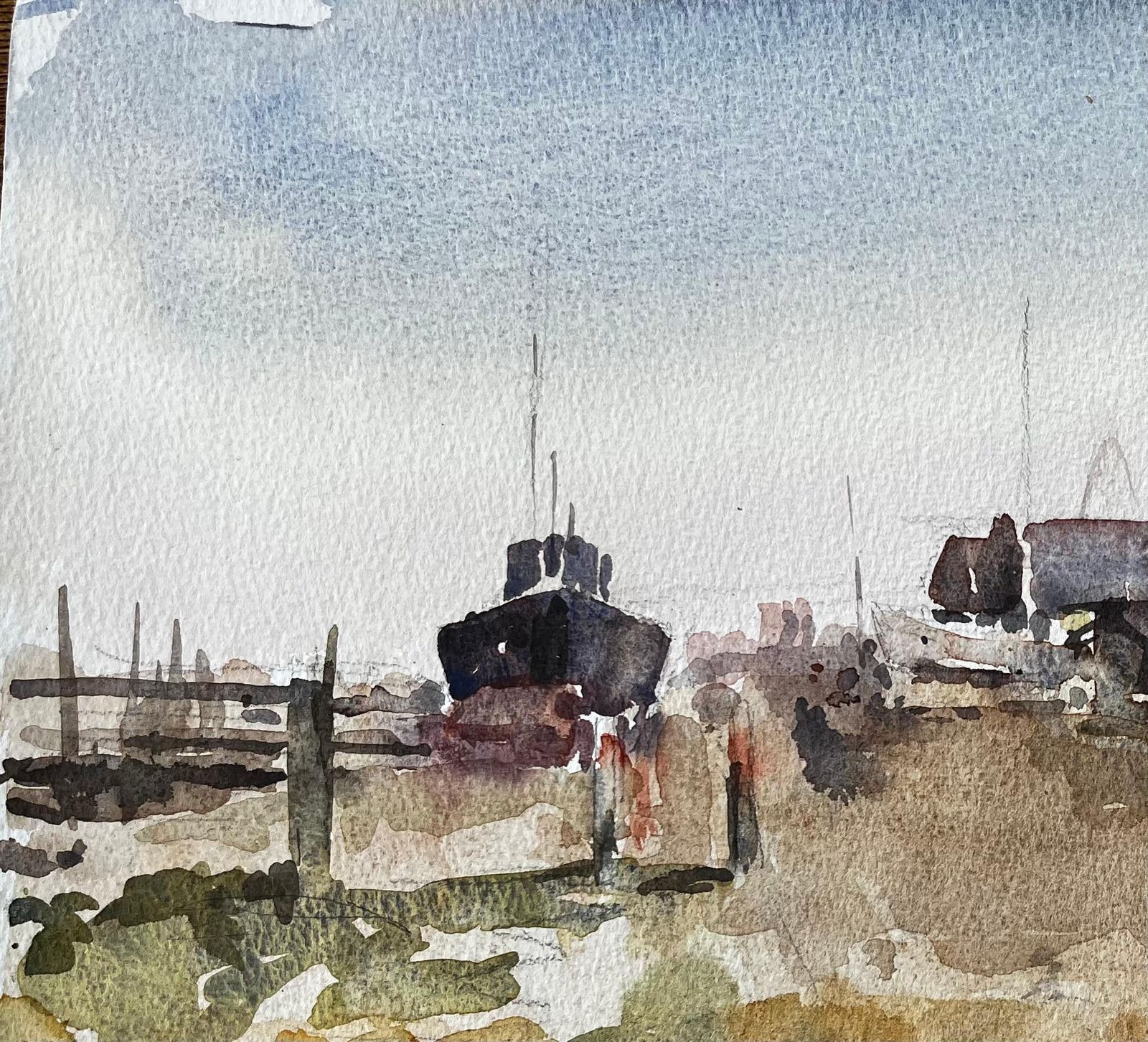Anthony Herbertfishing Boats And Boat Sheds On Coastal Marsh May 1998 By Tony Herbert1998 photo vinterior