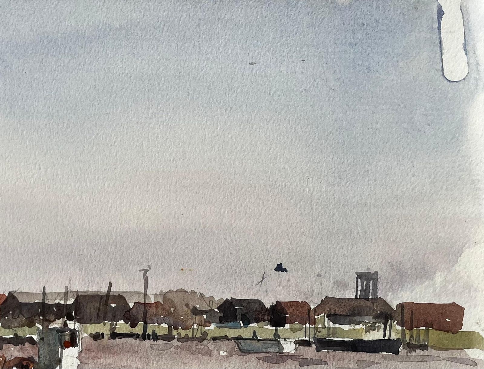 Anthony Herbertwalberswick Boats And Fishing Huts On The Riverbank With Grasses And Red Flag1995 photo vinterior