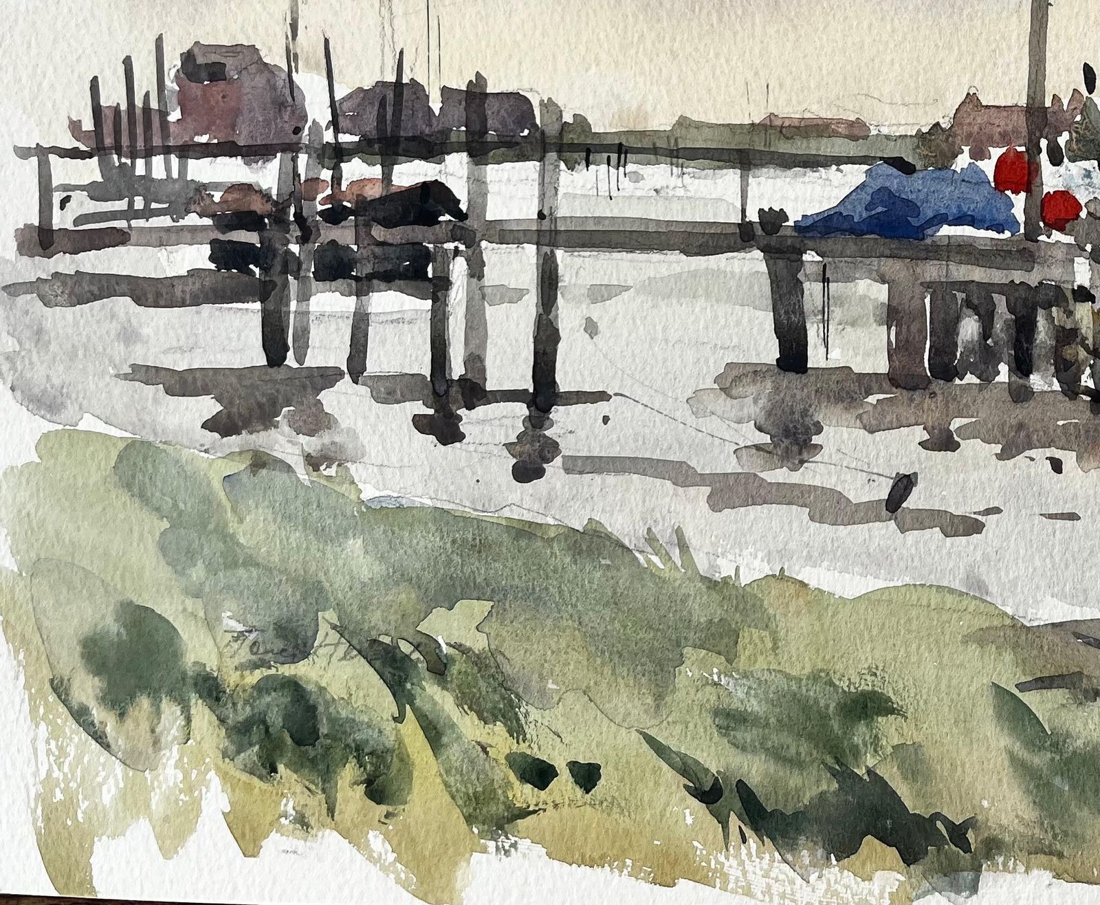 Anthony Herbertoriginal Watercolour Southwold Harbour Scene With Fishing Boats And Jetty 19941994 photo 500.0