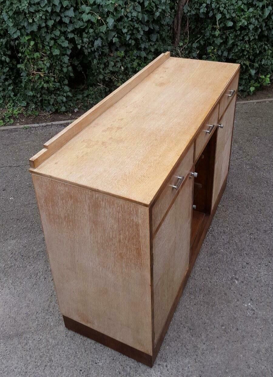 1930s Art Deco Limed Oak & Walnut Sideboard photo for sale