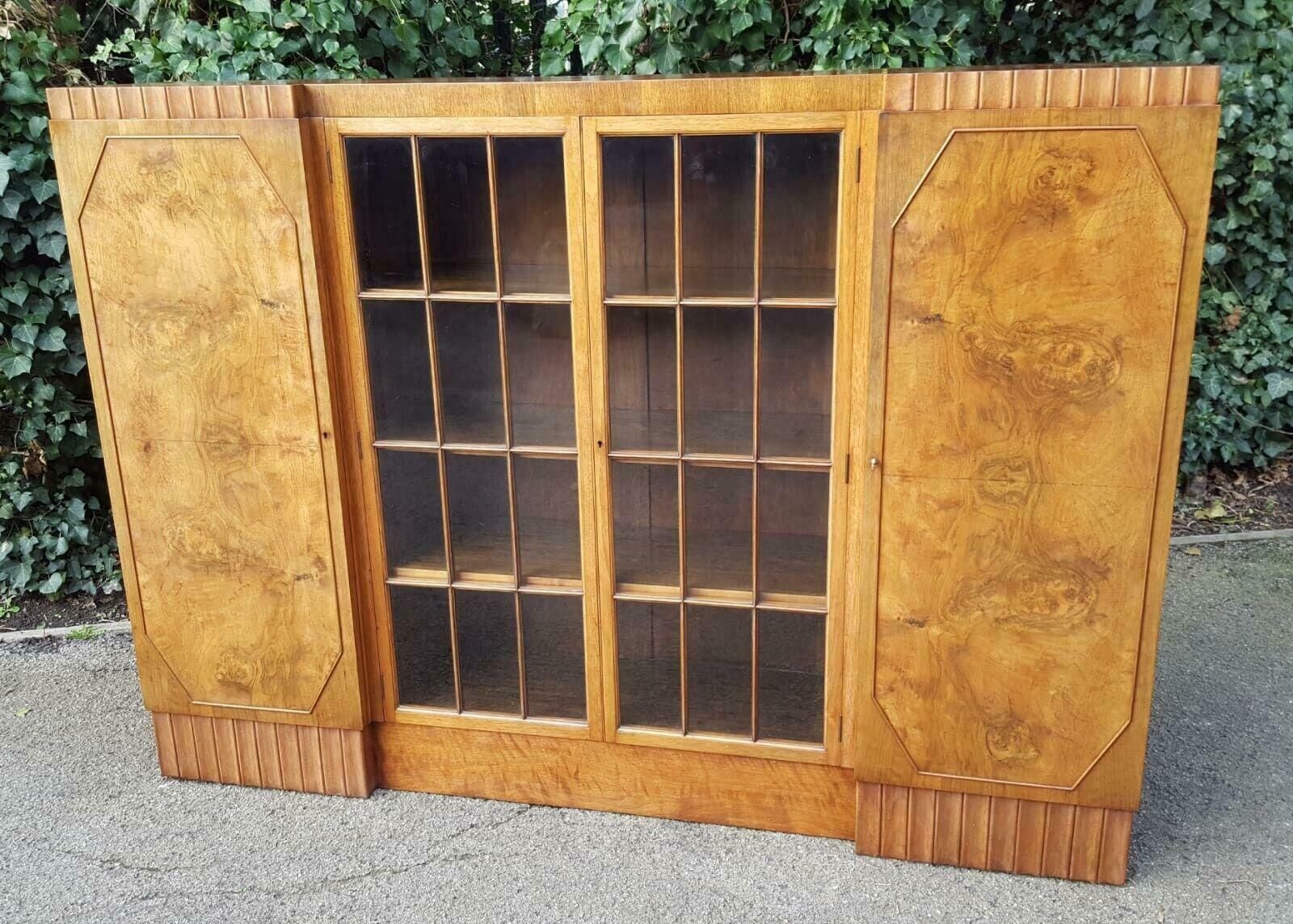 Stunning Large Art Deco Walnut & Sycamore Bookcase Epstein photo for sale
