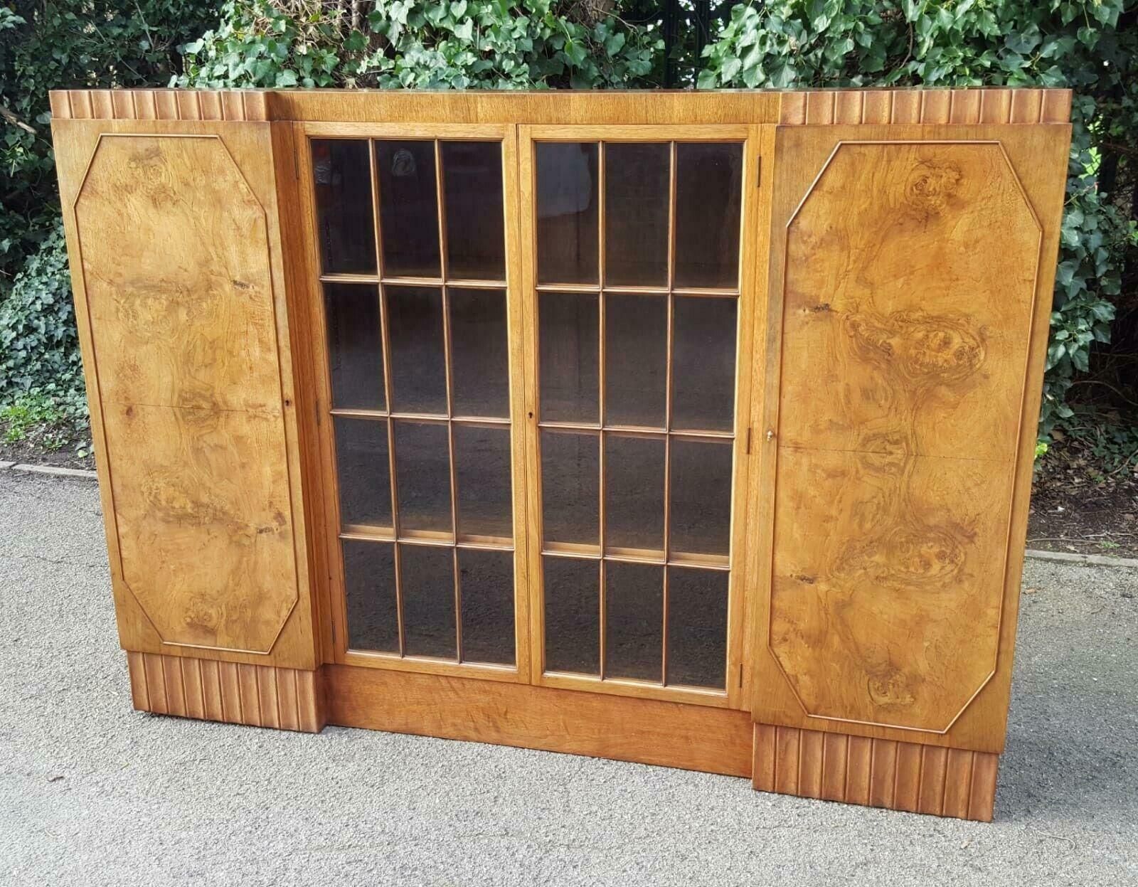 Stunning Large Art Deco Walnut & Sycamore Bookcase Epstein photo vinterior