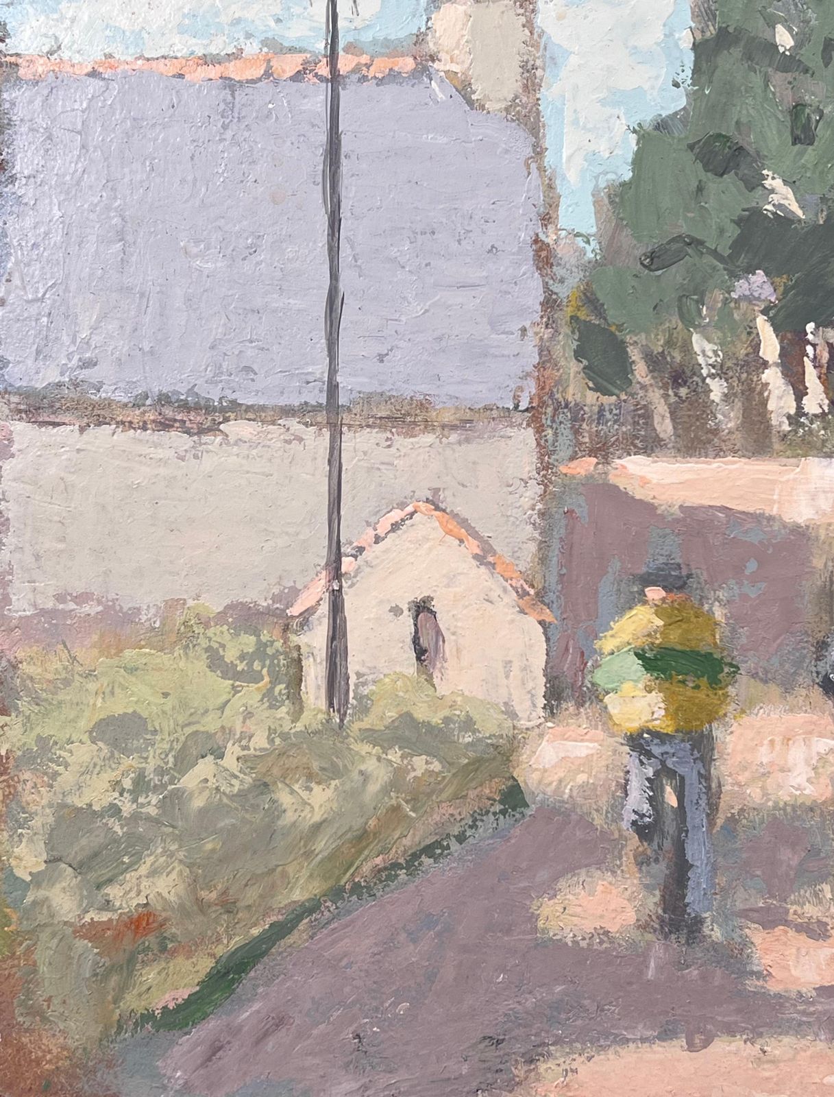 Fanch Leltwo Figures Walking Through A Quiet Village Lane French Landscape Oil Painting photo for sale