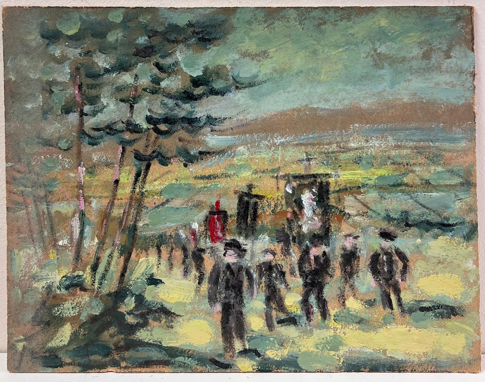 Fanch Lelfigures Walking Through The Parade In The French Green Village Oil Painting photo furniture
