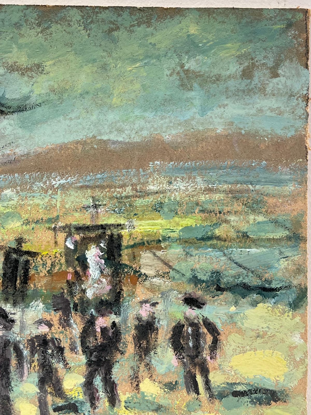 Fanch Lelfigures Walking Through The Parade In The French Green Village Oil Painting photo for sale