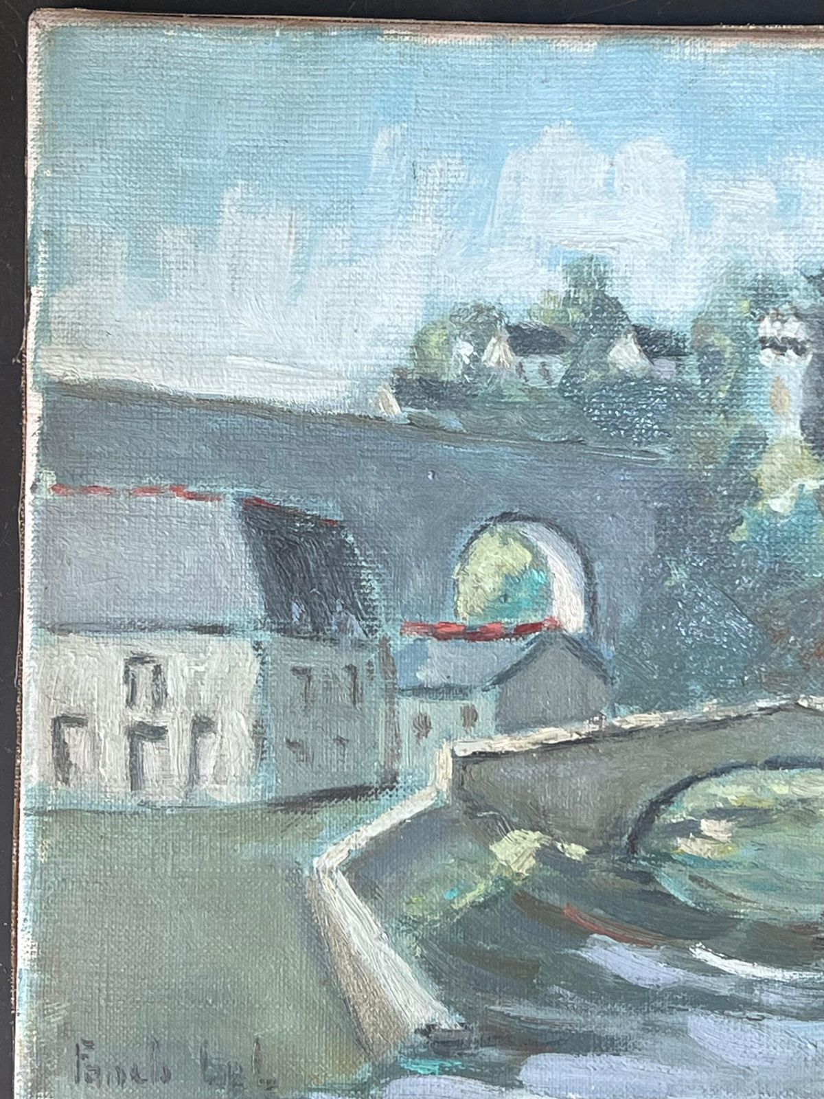 Fanch Lelgentle View Of Pont Aven Bridge Brittany France Landscape Oil Painting photo 535.0