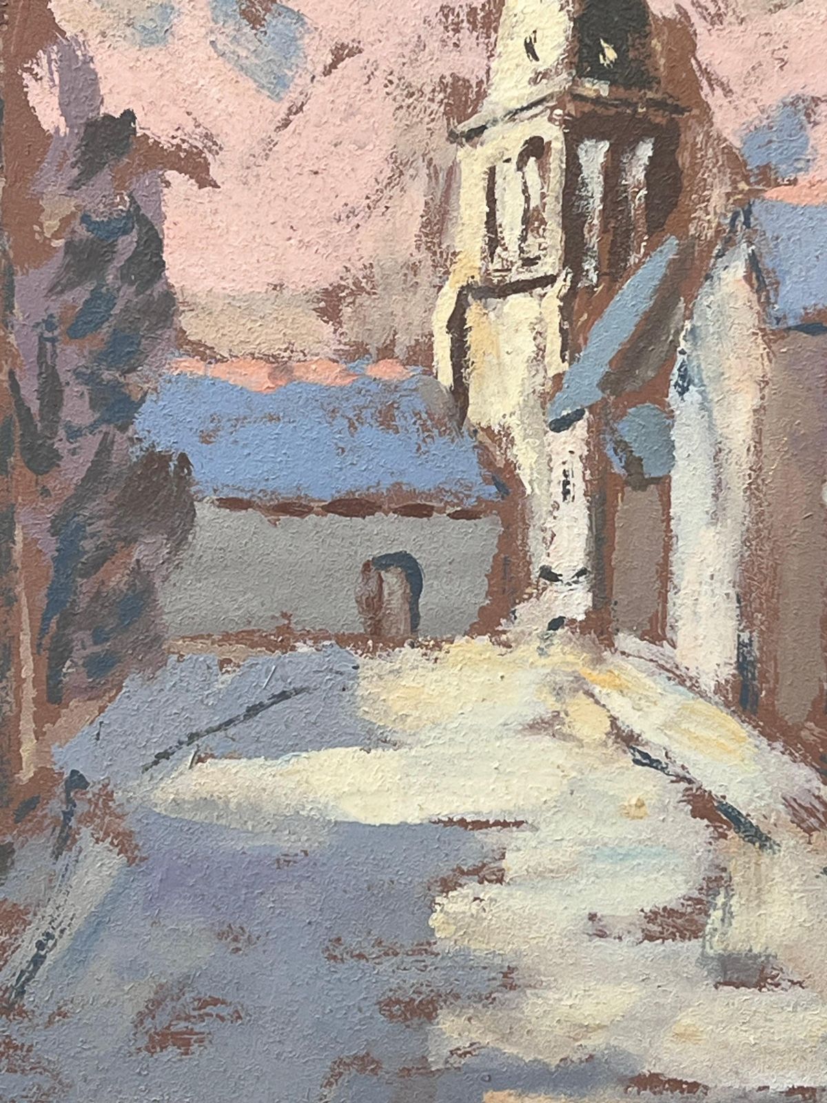 Fanch Lelfrench Dappled Light Street Path Leading To The Church Landscape Oil Painting photo vinterior