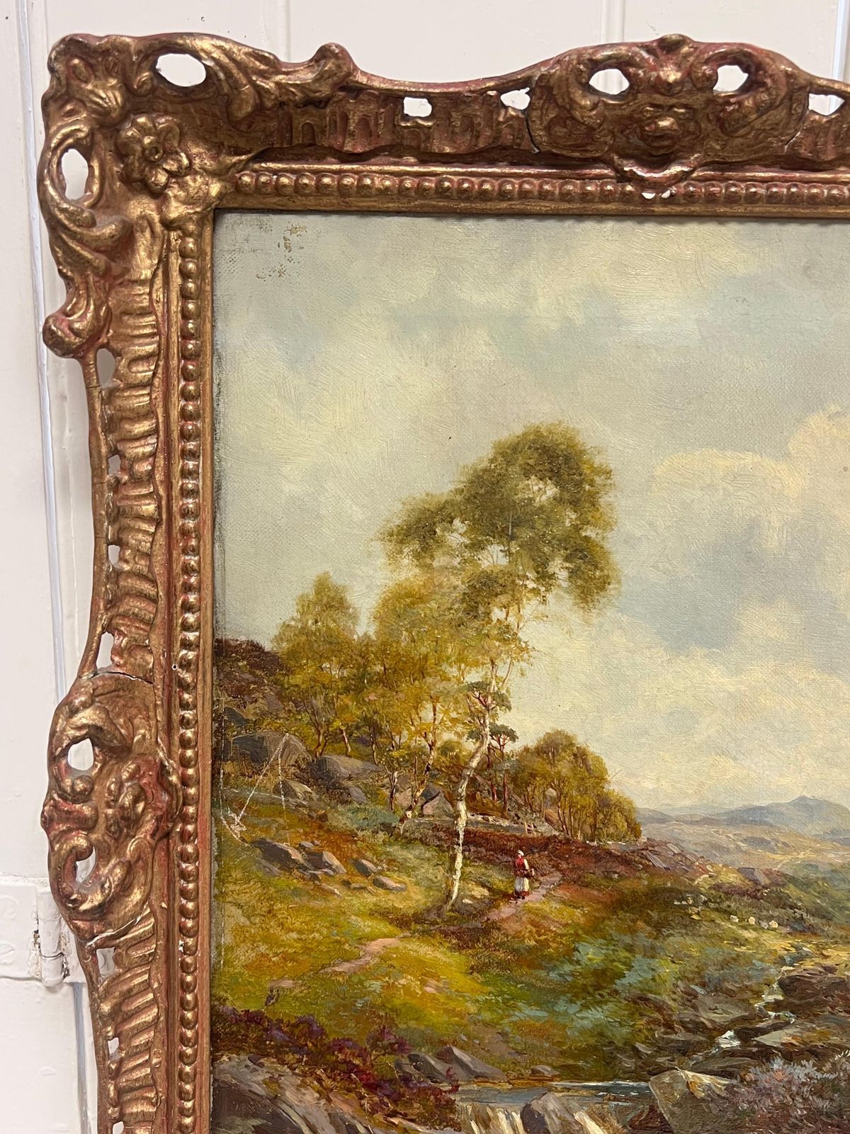 Harry Sticksfine Victorian British Oil Painting 1896 Figure Walking Highland River Pathway1896 photo Art