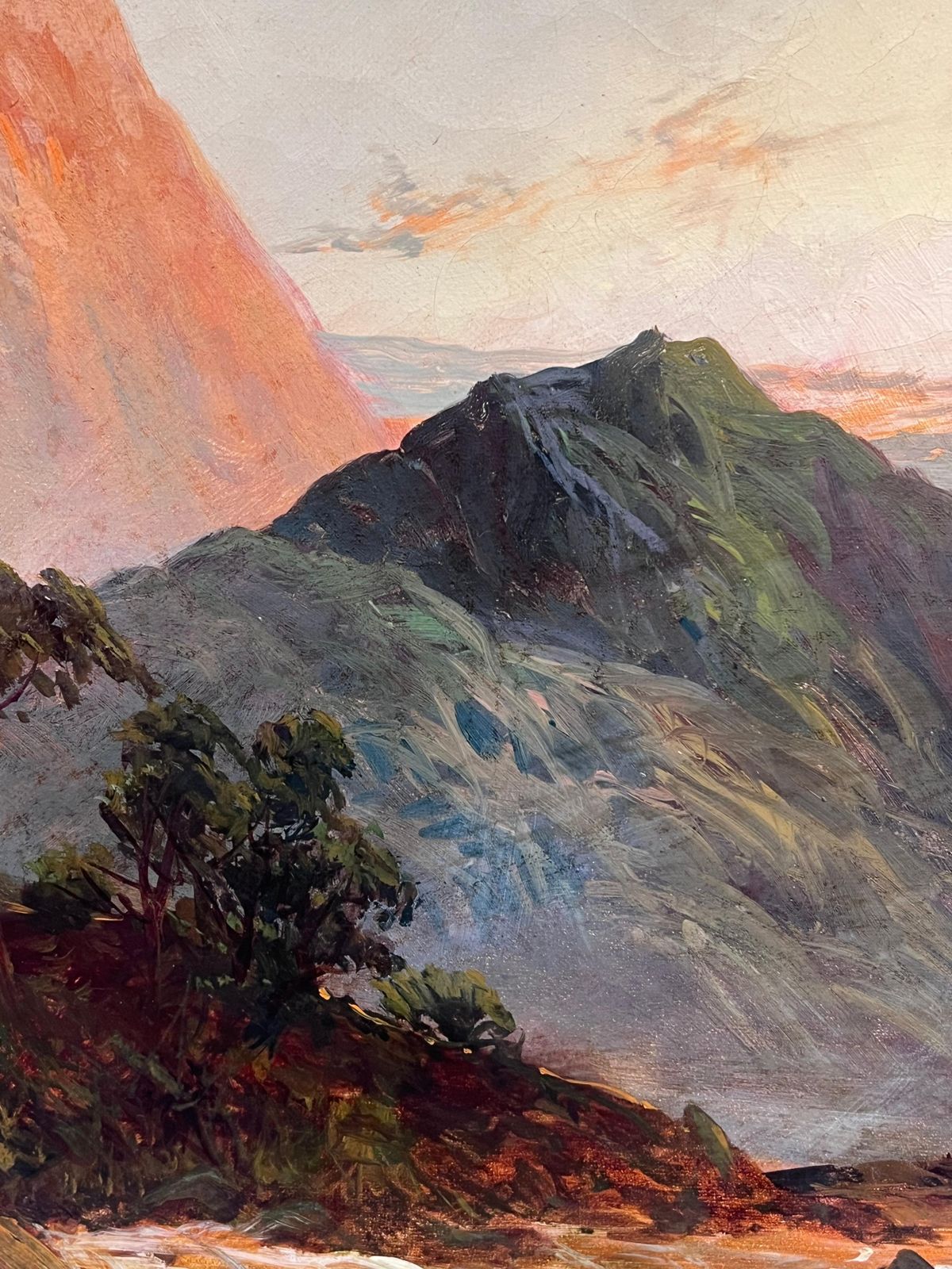 F. E. Jamiesonantique Scottish Highlands Sunset Over The River Glen Valley Signed Oil Painting1920's photo Art