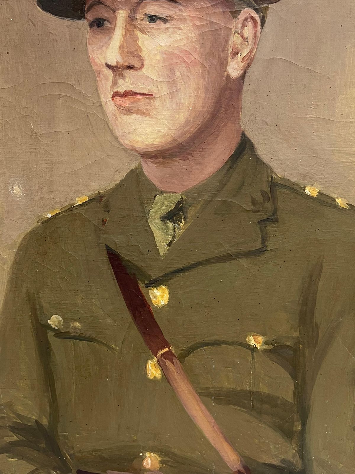 Kathleen Emily Temple Bird (British 1879   1962)portrait Of Ww11 British Army Officer Soldier Antique English Oil Painting photo for sale