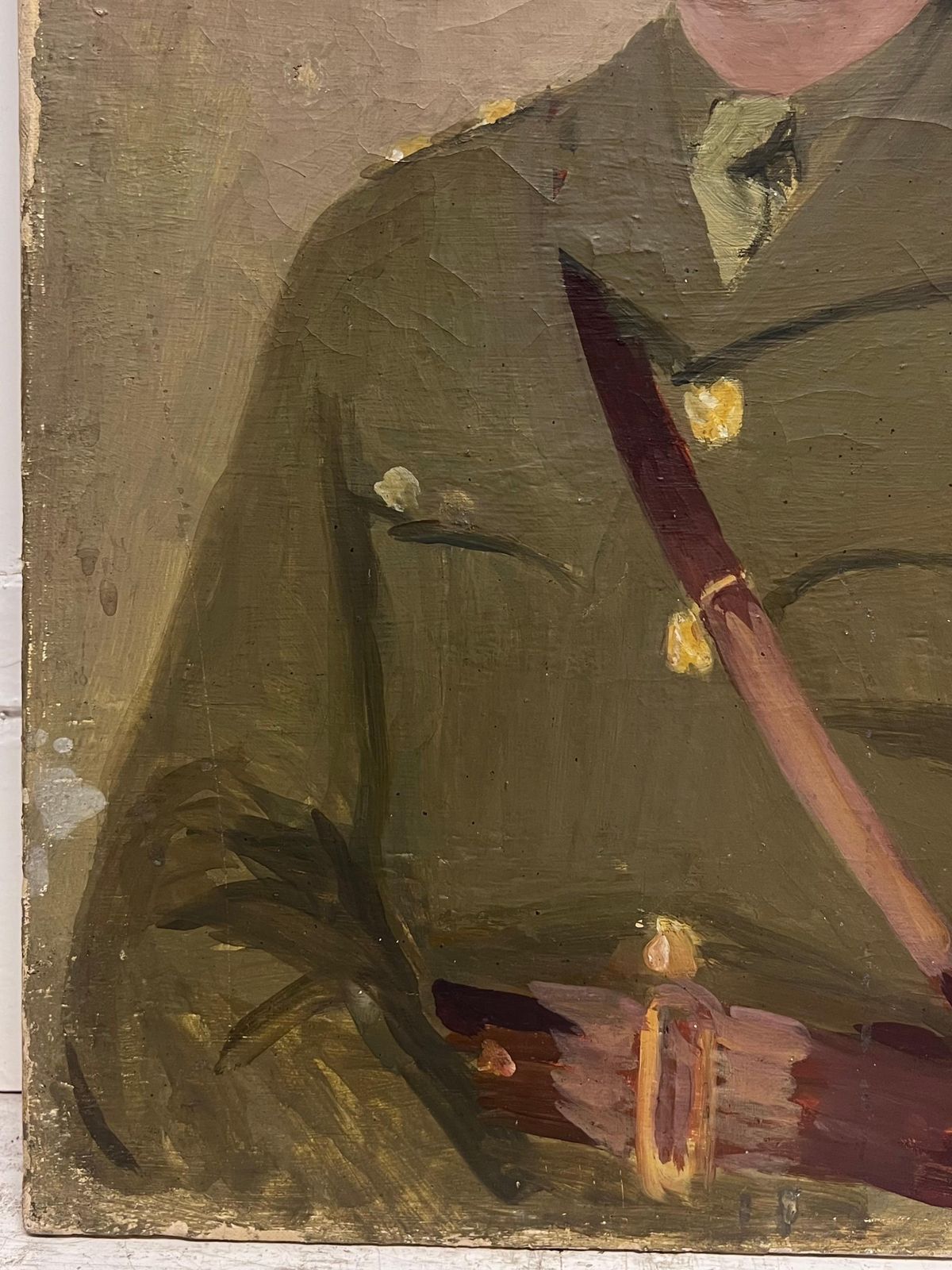 Kathleen Emily Temple Bird (British 1879   1962)portrait Of Ww11 British Army Officer Soldier Antique English Oil Painting photo vintage